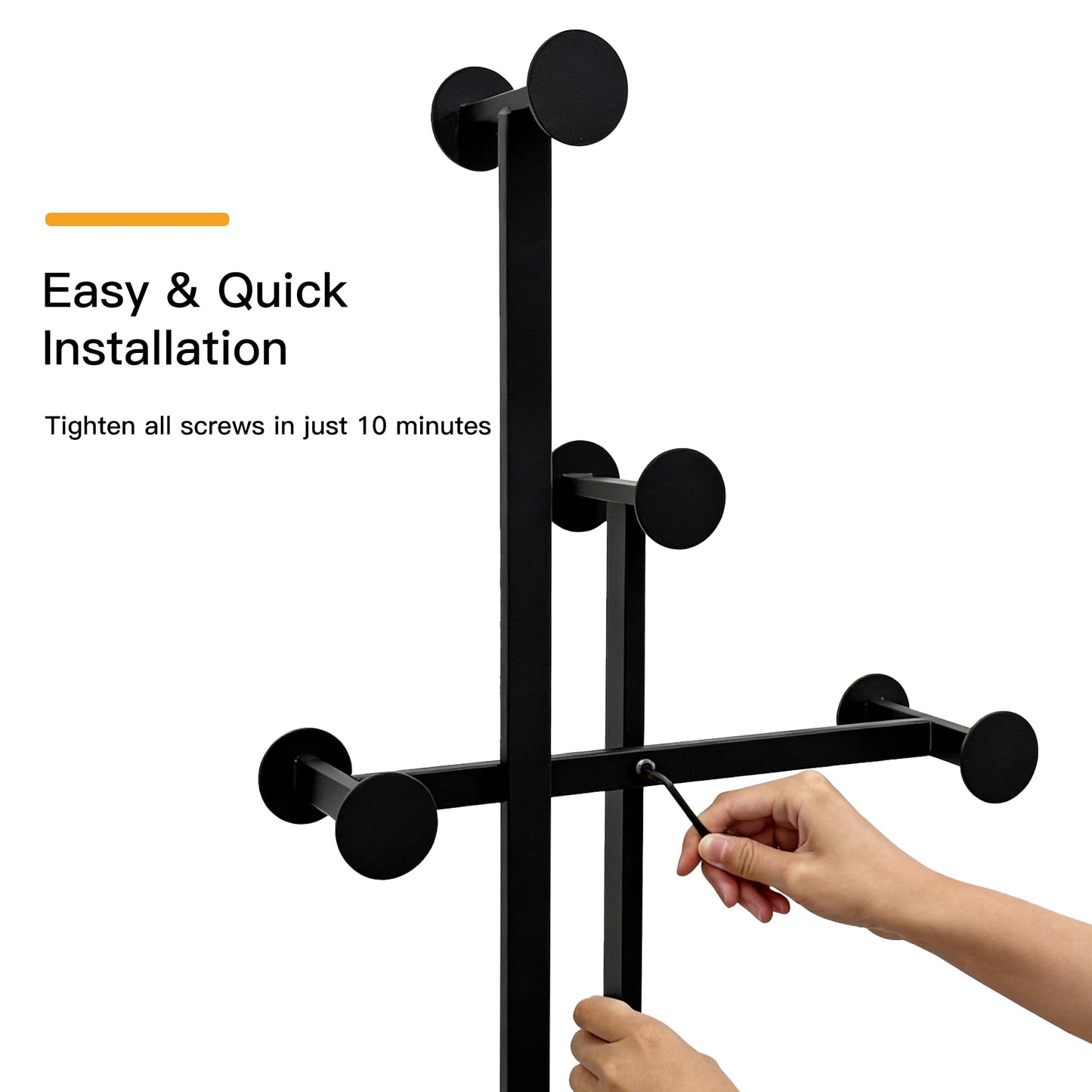 JIAYUEJU Heavy Duty Coat Rack Freestanding, Metal Coat Rack Stand with Marble Base, Corner Coat Tree for Entryway, Hallway, Bedroom, Office, Hotel (Black)