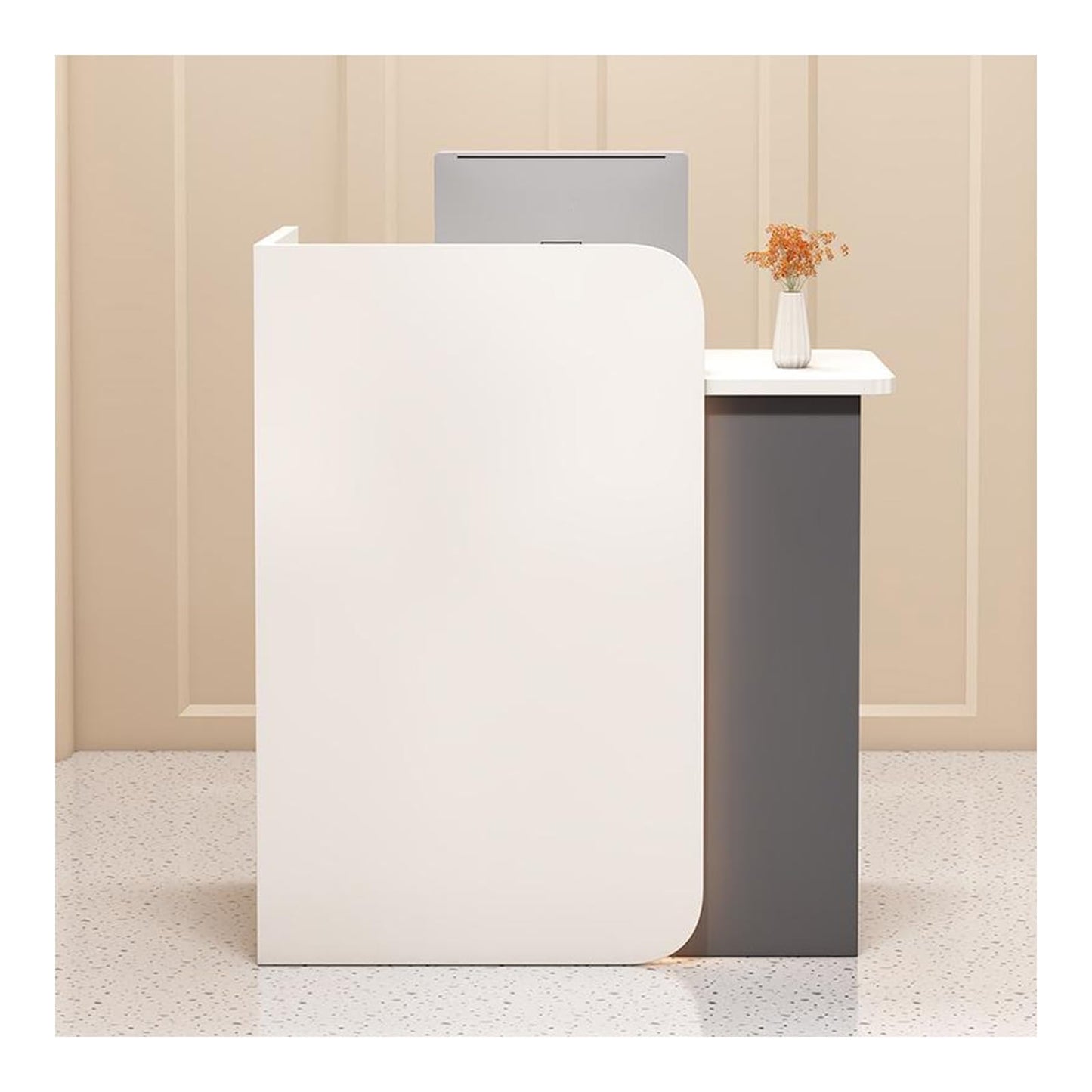 Reception Desk with LED Lights,Front Counter Desk with Lockable Drawer,Retail Checkout Counter,Modern Receptionist Desk for Supermarket Convenience Store Hotel Lobby