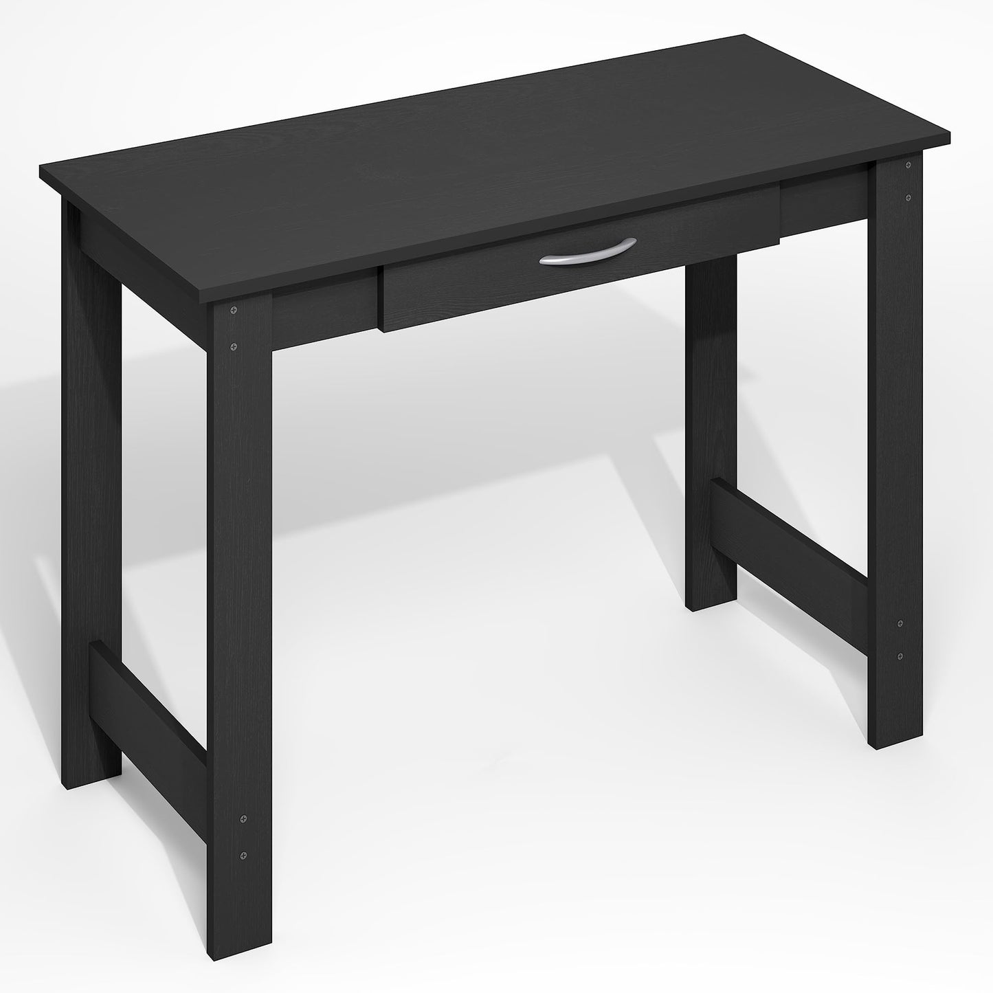 Furinno Jaya Desk, 39.2" Wide Computer Desk with H-Legs, Office Desk with Drawer, Writing Desk, with Drawer, for Home Office, Study Room, Dorm, Darkwood