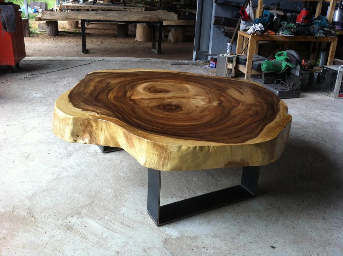 RESINHOMEFURNITURE Stunning Live Edge Acacia Wood Coffee Table Living Room Table Center Table Dining Table Hallway Table Office Table Side/End Table Home Décor (30" Inches Tall, 24 x 24 Inches)