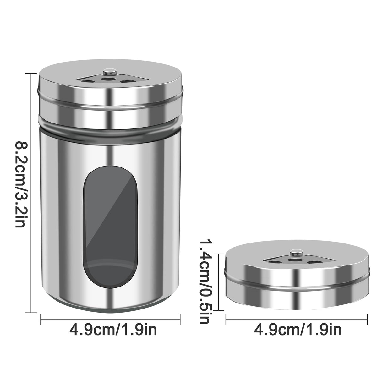 4 PCS Stainless Steel Salt and Pepper Shakers with Adjustable Pour Holes – Elegant Glass and Metal Spice Shakers for Coarse, Kosher, Sugar, Cinnamon, and Spices