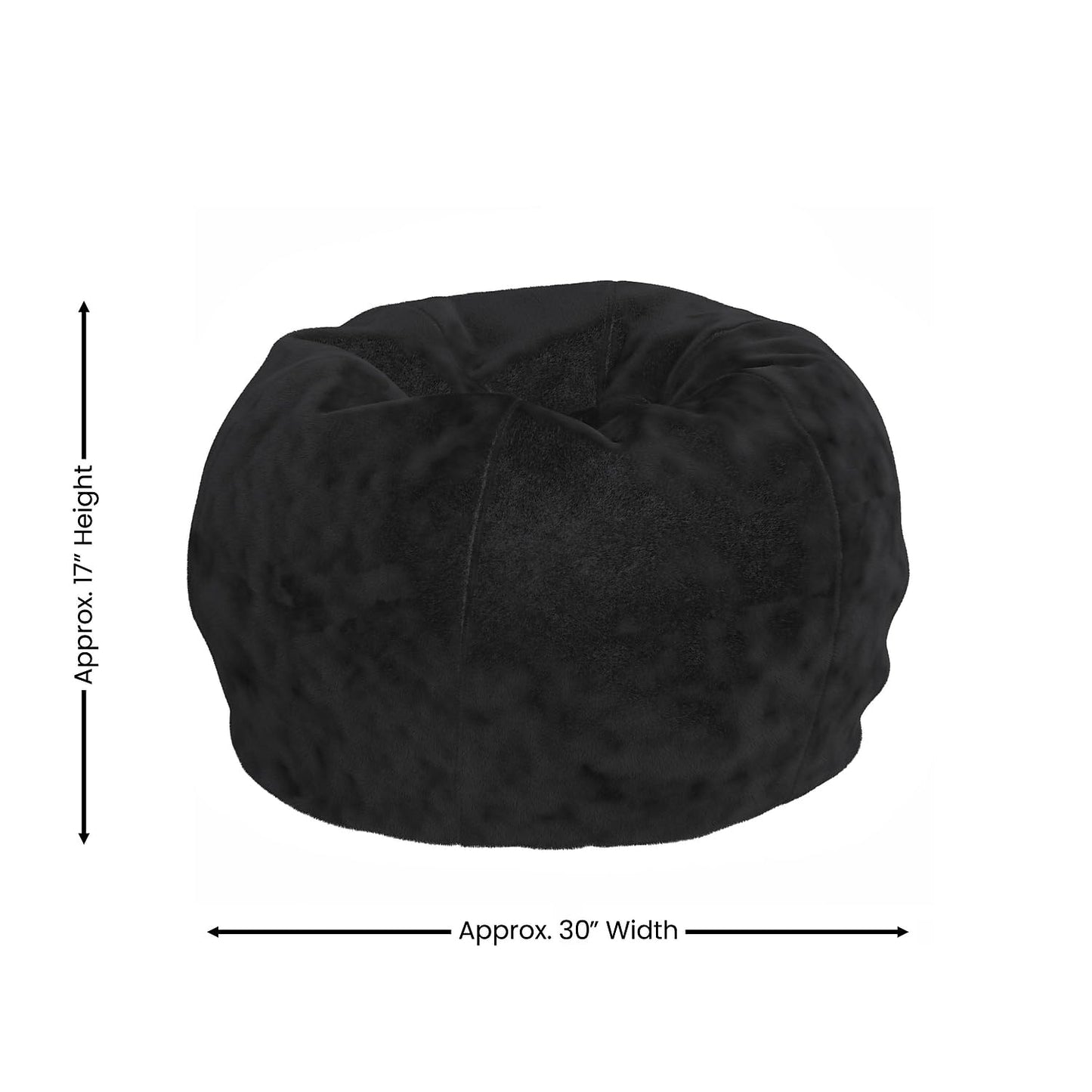 Flash Furniture Dillon Small Black Furry Bean Bag Chair for Kids and Teens