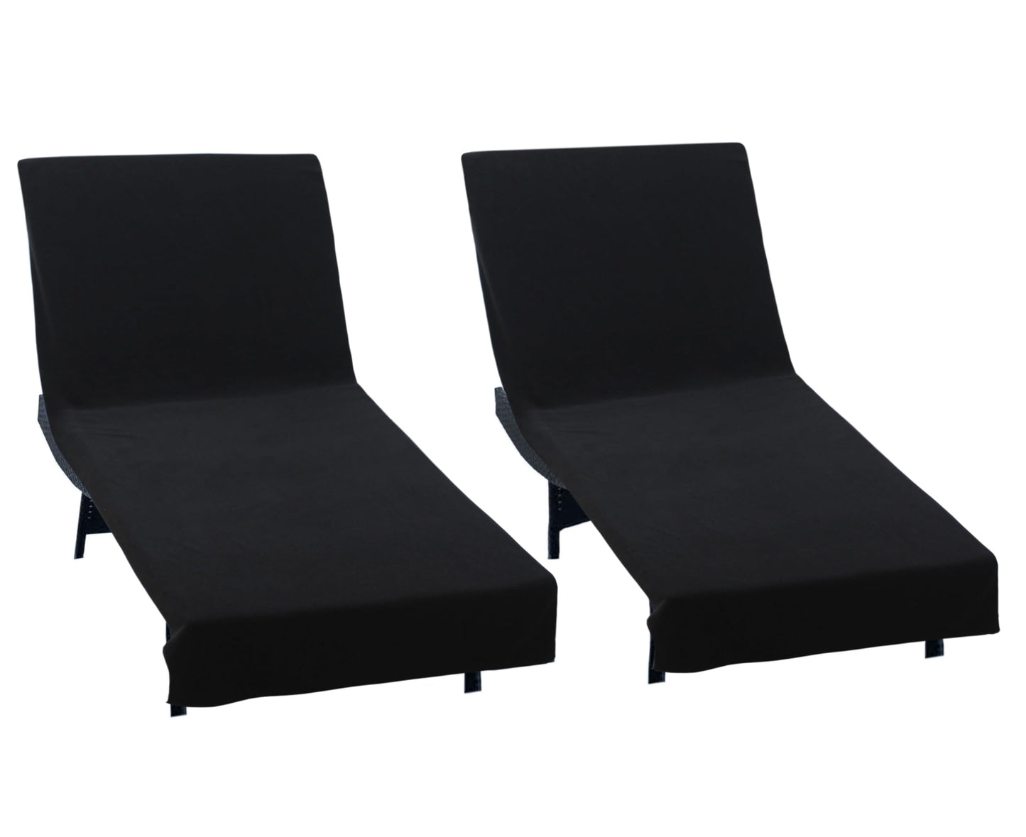 COTTON CRAFT Pool Lounge Chair Cover - 2 Pack Terry Towel Chaise Lounge Chair Cover - 100% Ringspun Cotton - Absorbent Soft Beach Chair Cover - Oversized 32 in W x 82 in Length x 7 in Pocket – Black