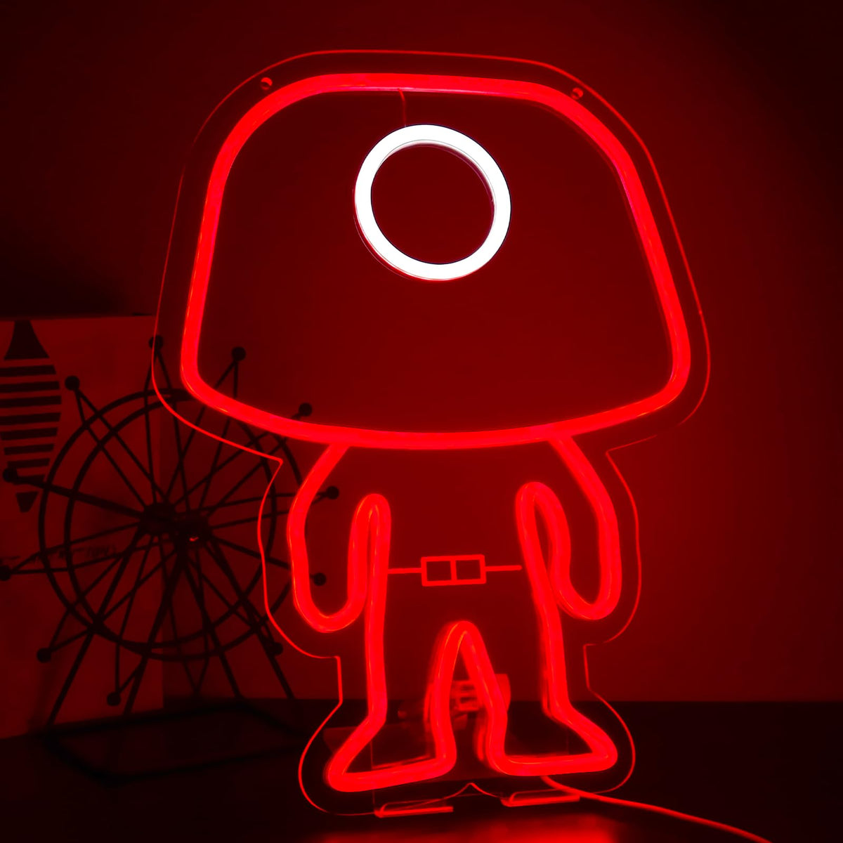 TOPQUALI Masked Worker Neon Sign for Wall Decor,Dimmable Led Neon Lights for Game Room Decorations,11.8 * 15.7Inch,Suitable for Home Bars,Game Rooms,Man Cave,Christmas Birthday Gifts