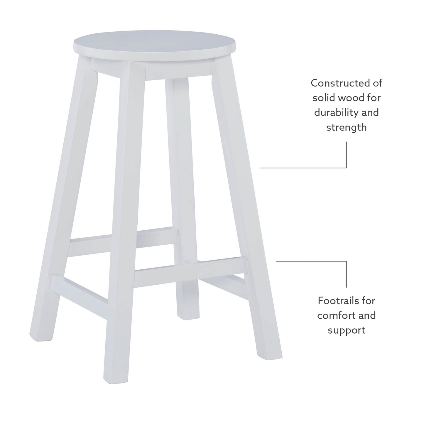 Linon Zeke White 24" Counter Stool with Round Seat