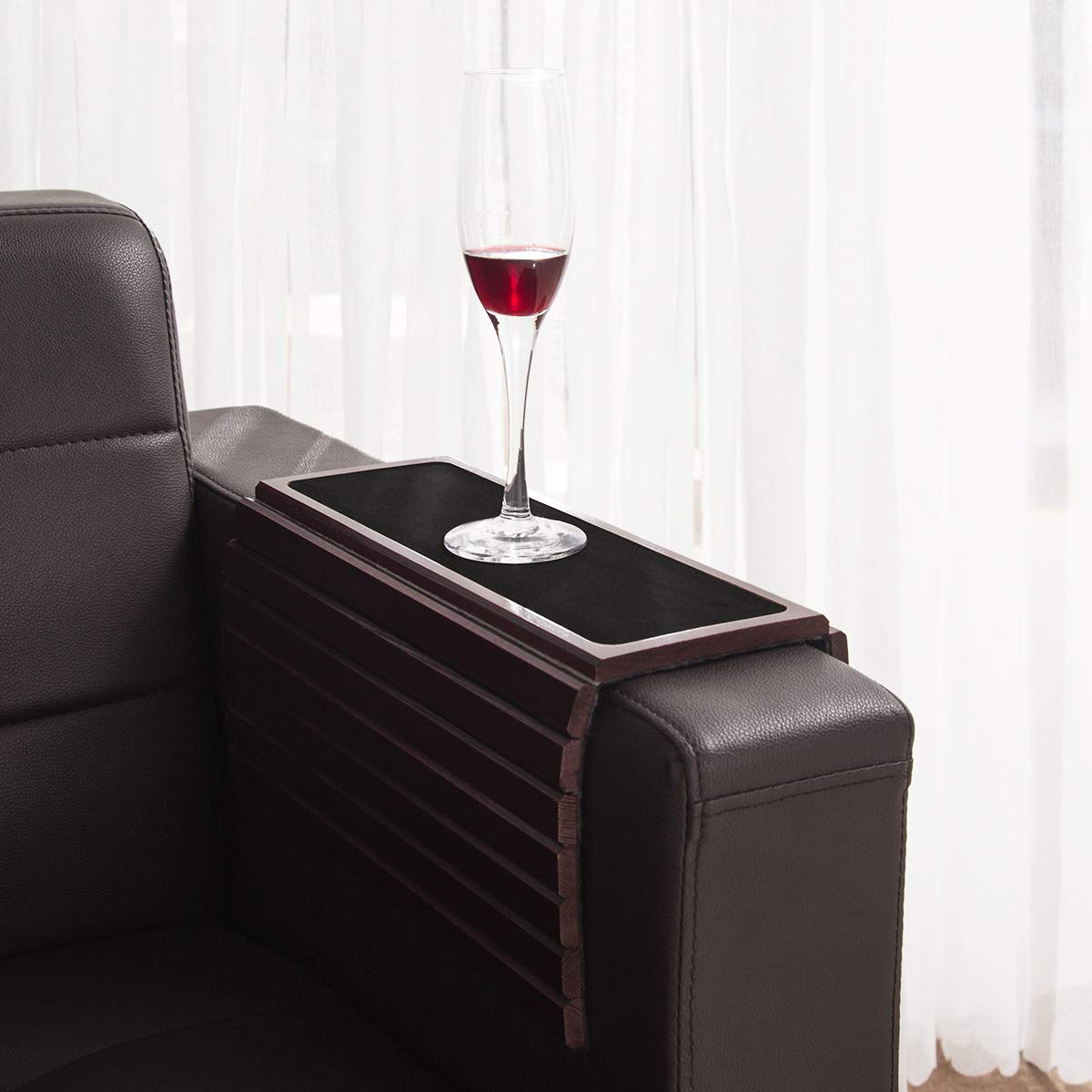 GEHE Couch Arm Tray Table, Flexible/Foldable Sofa Armrest Tray, Couch Armrest Table Cup Holder Great for Drinks Snacks Remote Control, Portable Side Table and Anti-Slip Bottom