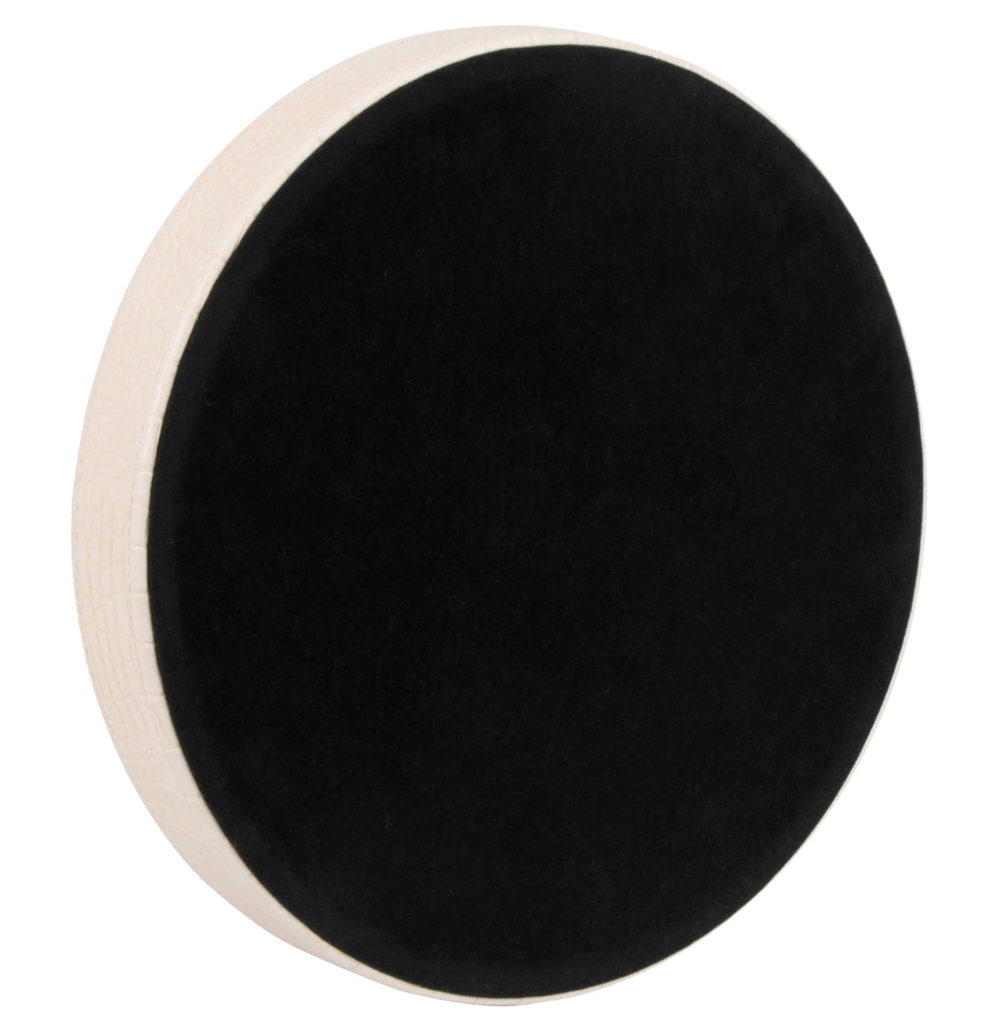 HofferRuffer Faux Leather Round Serving Tray, Vegan Croco Leather Decorative Tray, Food Tray for Storage Drinks, Snack & Cosmetics, Dia.12'' x 1.6'' (CreamWhite/Tiny Yellow)