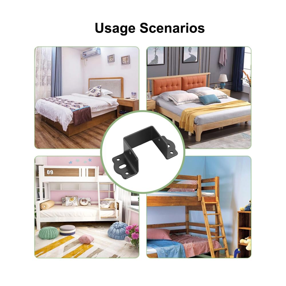 TopHomer 4 Pcs Heavy Duty Bed Rail Fittings Cold Rolled Steel U-Shape Bed Supporters Hardware Thickening Bed Frame Bracket for Headboards, Footboards, Bed Frames(40mm/1.57in)