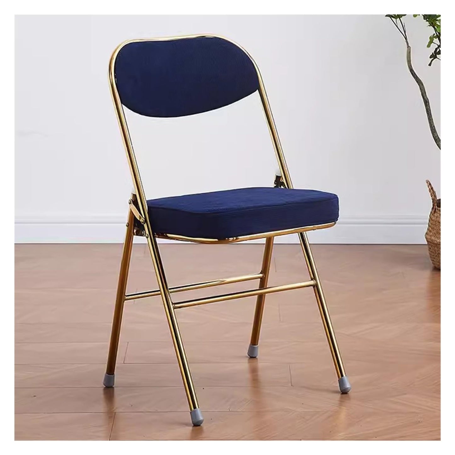 BSNANCA Folding Chair with Thick Padded Seat, Steel Frame for Office, Dining, Living Room - Foldable Visitor Stool Events and Study (Blue)