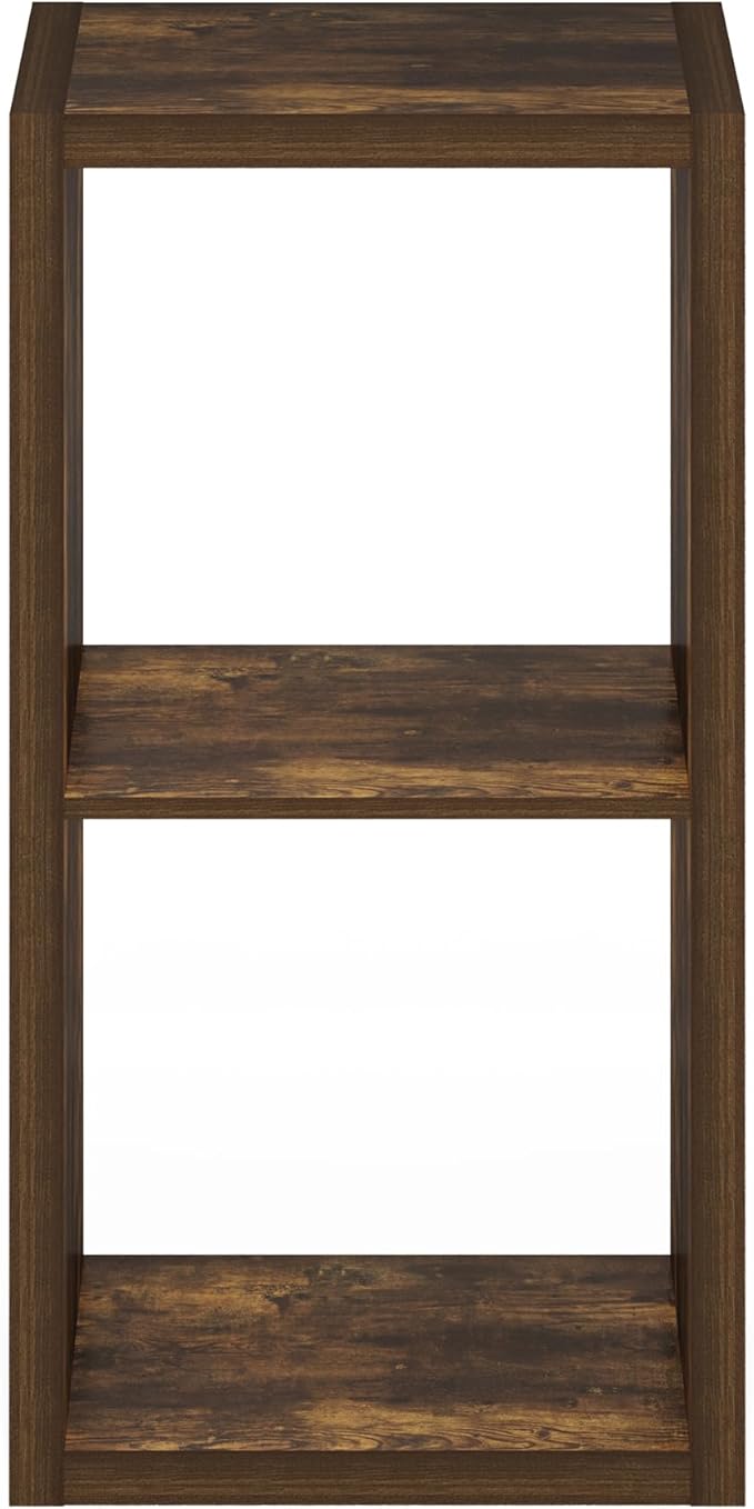 Furinno Cubicle Book Shelf, 2-Cube Bookshelf, Extra Thick Frame Horizontally &