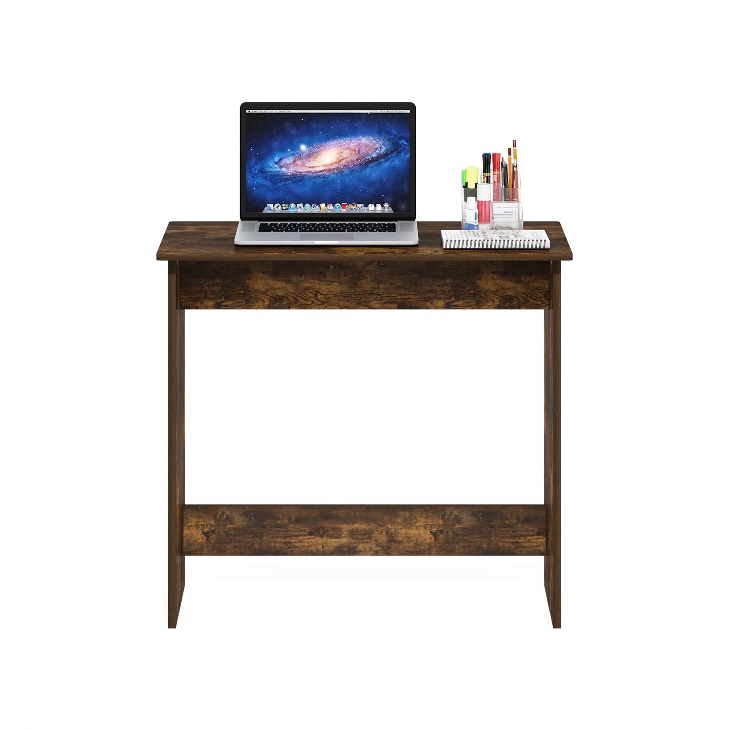 Furinno Simplistic 31-Inch Rustic Brown Computer Desk, Small Office Desk, Rectangular Home Office Desk with Drawers, Gaming Desk for Home Office, Bedroom, Study Room, Amber Pine