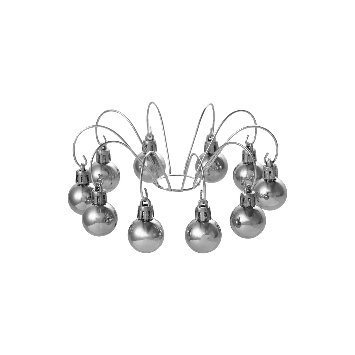 Creative Co-Op Metal Candle Bobeche with Dangling Ornaments, Silver Finish
