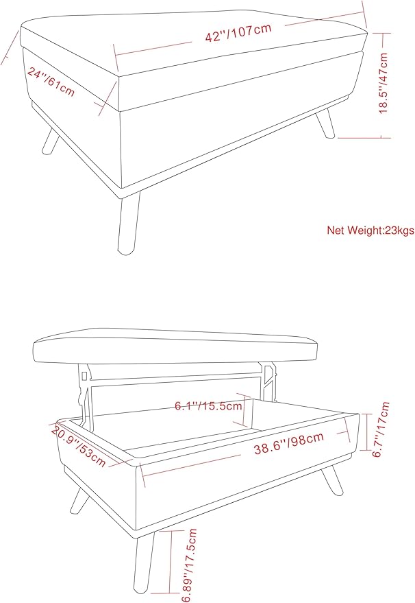 SIMPLIHOME Owen Lift Top Coffee Table Storage Ottoman