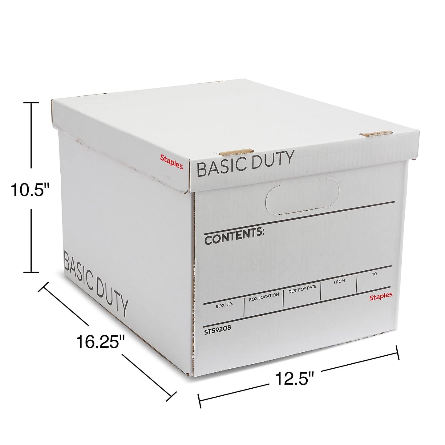 STAPLES Corrugated File Box Lift Off Lid, Letter/Legal Size, White/Black, 10/Pack
