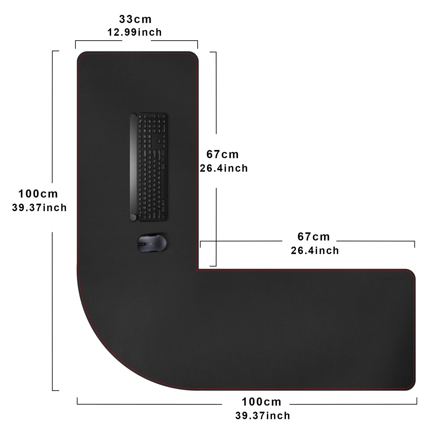 ZORESYN L Shaped Desk Mat 39.4"(L) x 39.4"(S) x 13"(W), Computer Corner Desk Pad, Large Waterproof PU Leather Mouse pad for Corner Desk, Writing Desk Pad Protector - Black