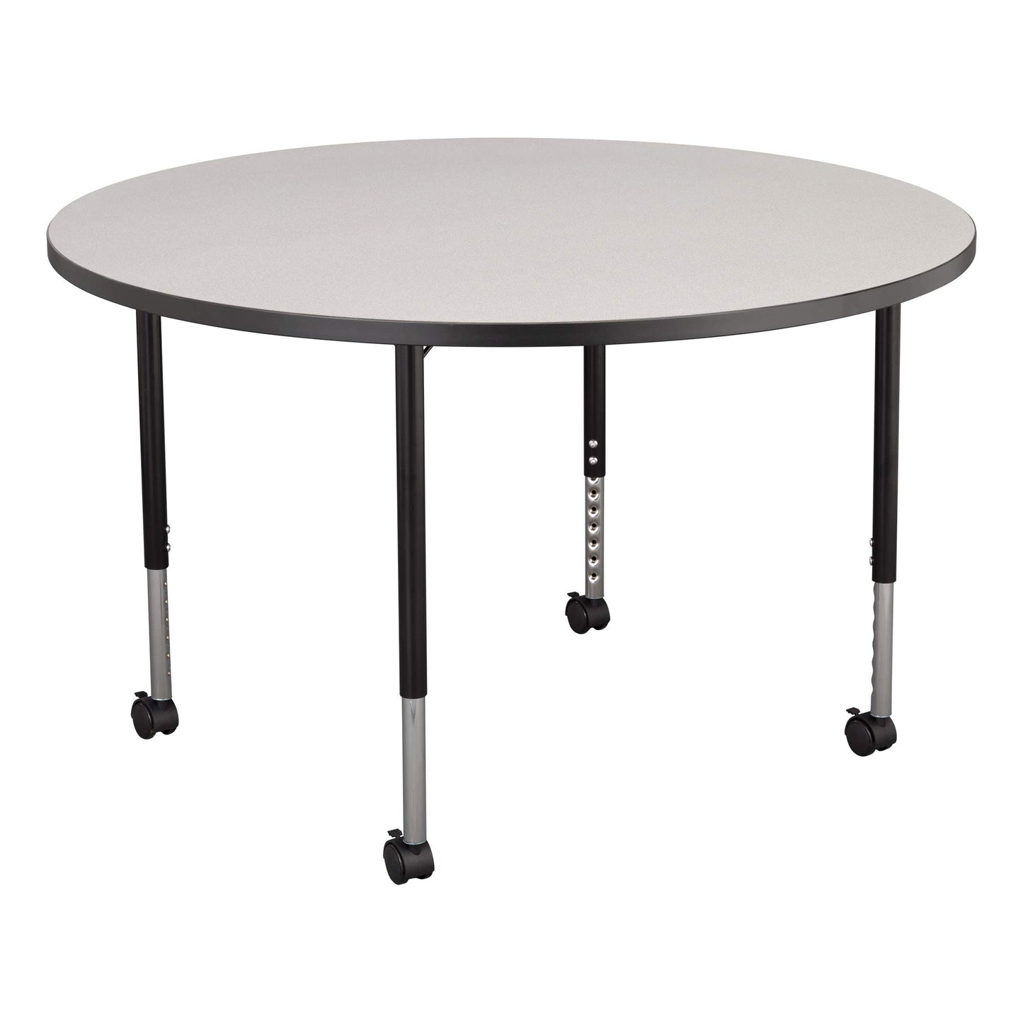 Learniture Round Structure Series Mobile Collaborative Adjustable Height Table, Gray Top/Black Edge/Black Leg