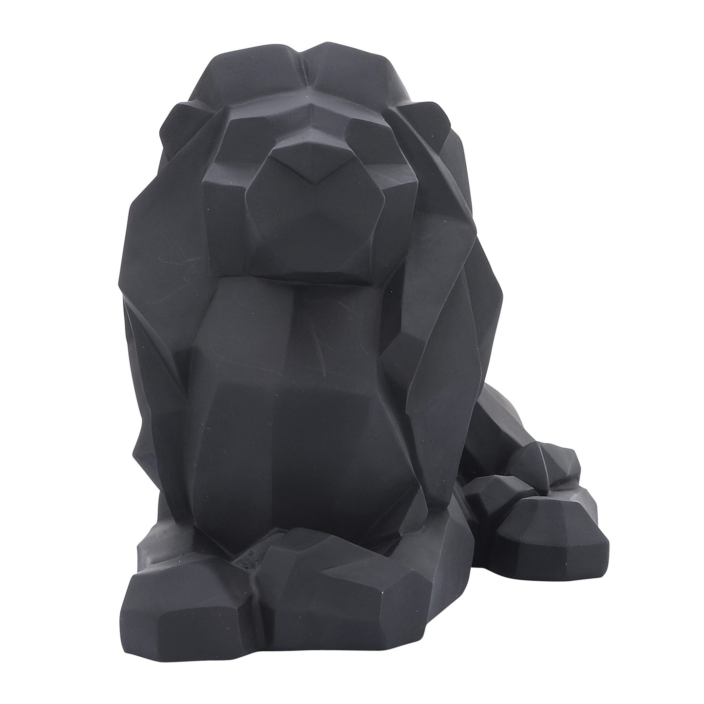 Sagebrook Home Modern Geometric Lion Figurine - Minimalist Polyresin Sculpture - Elegant Home Decor for Office, Living Room, Bedroom - 8" Black