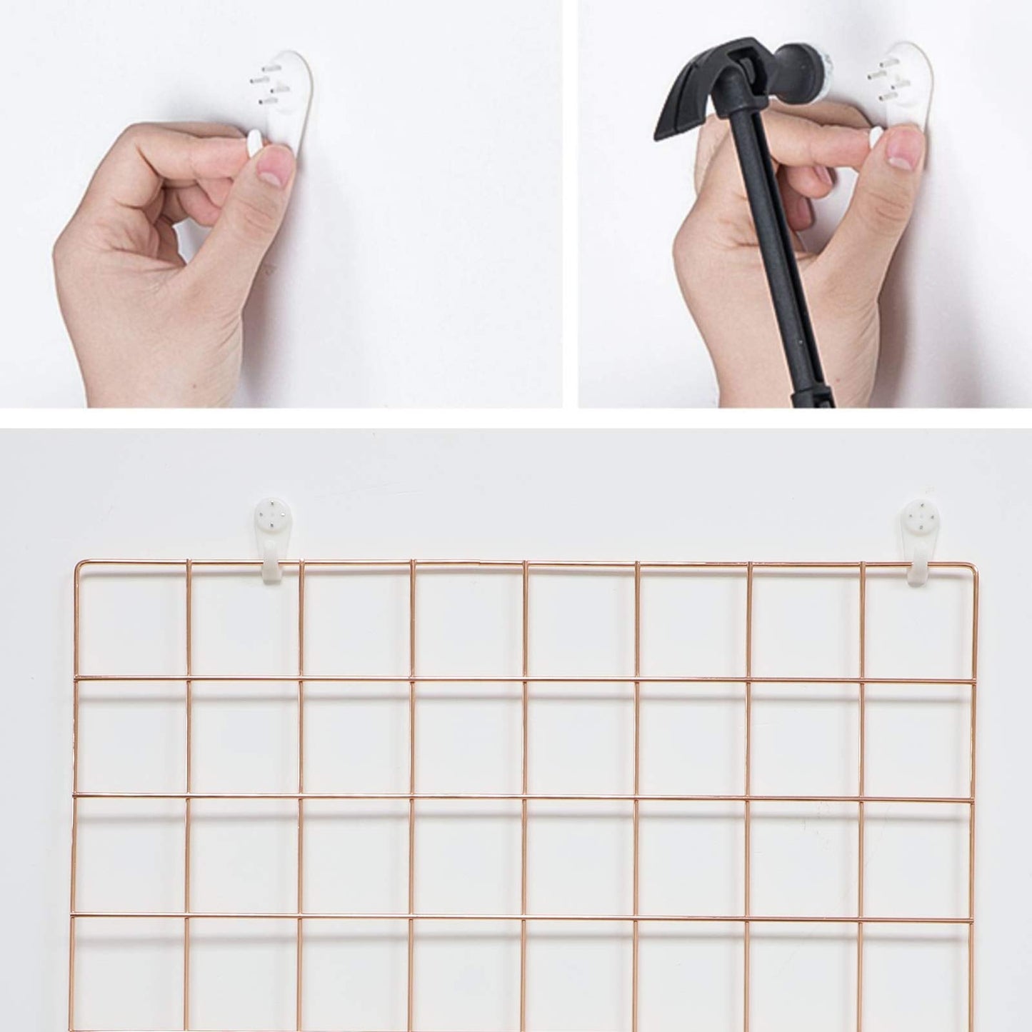 GBYAN Wall Grid 2 Pack Wire Photo Grid Panels Metal Picture Rack Wall Organizer for Memo, Photo Display, 25.6" x17.7 Each Grid Panel