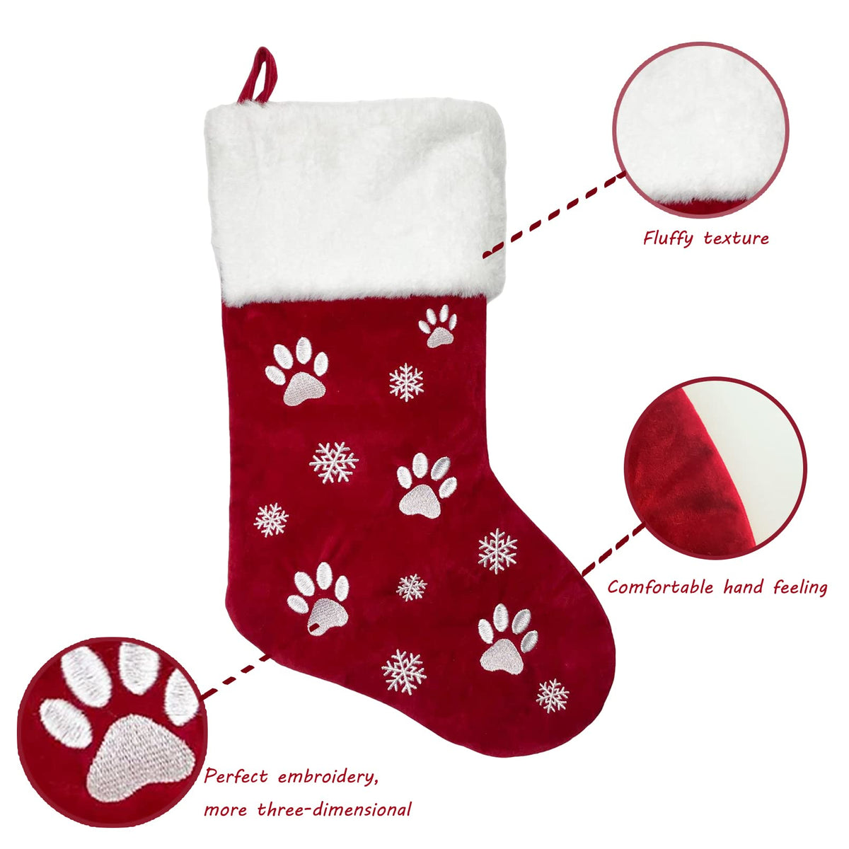 Christmas Stockings, 2 Pcs 18 inches Christmas Stockings, Burlap with Large Plush Cuff Stockings, for Family Holiday Xmas Party Decorations (Red&Green)