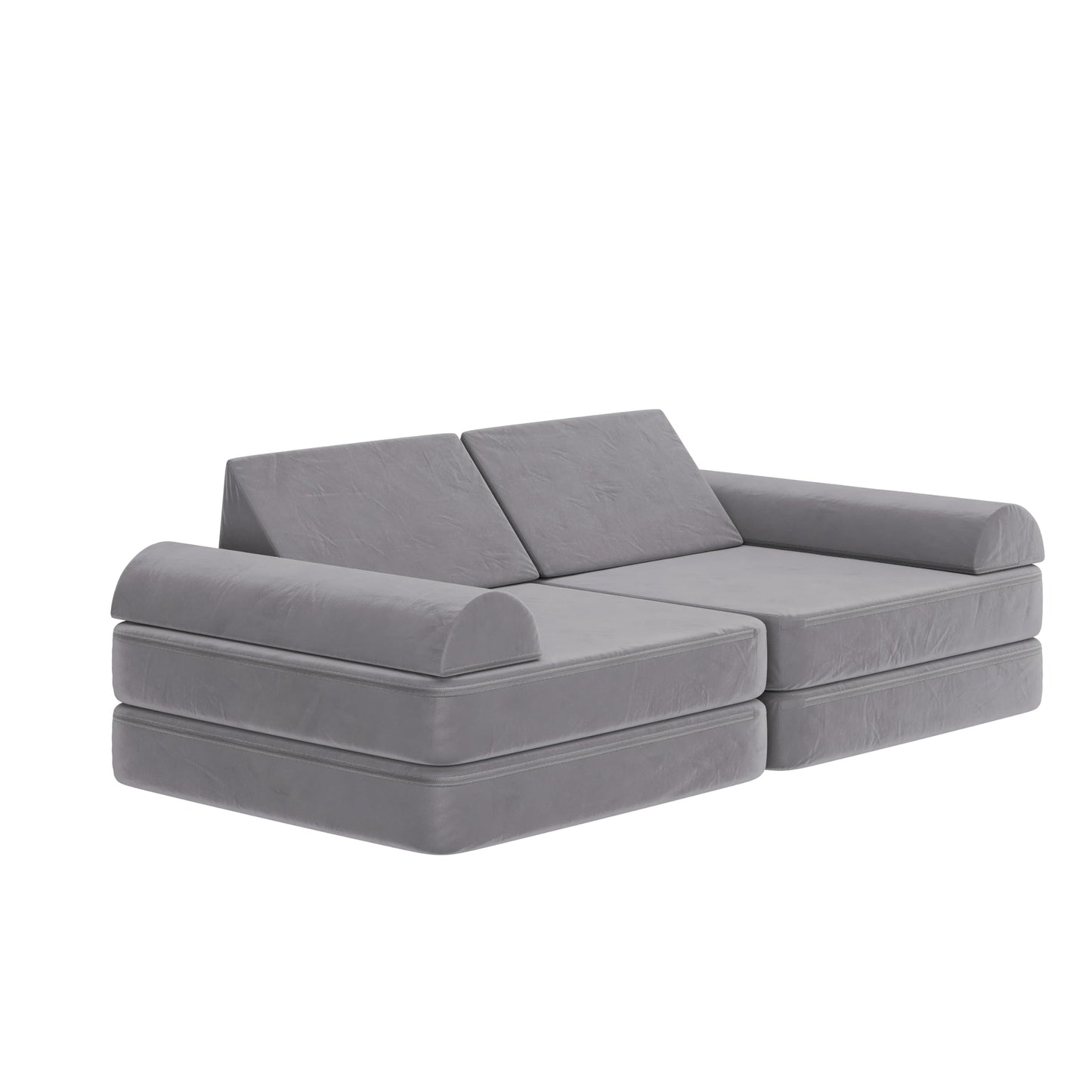 Flash Furniture Marlowe Modular Foam Kids Play Couch, 6 Soft Sectional Sofa Pieces, Convertible Kids Couch, Removable Covers, 56", Gray