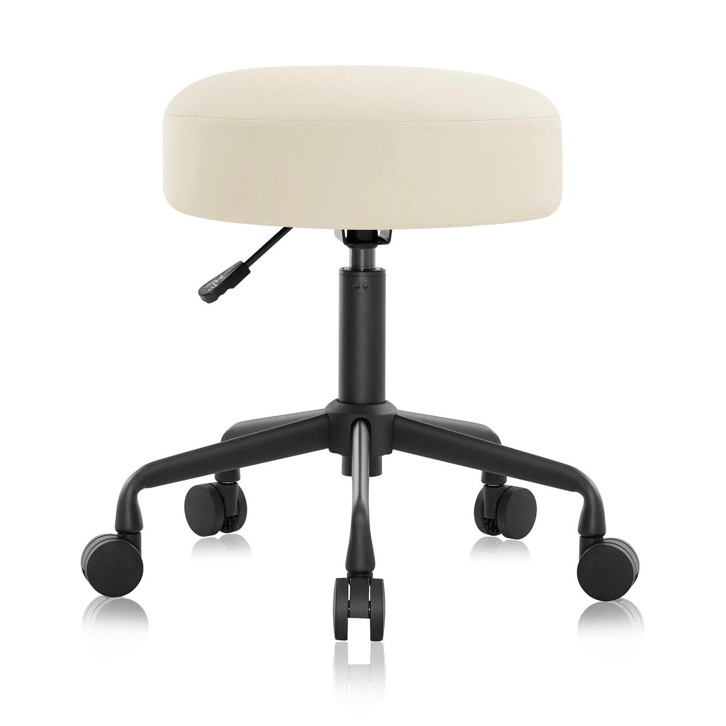 DR.LOMILOMI Heavy Duty Extra Wide Thick Cushion Seat Adjustable Height Swivel Rolling Stool for Clinic, Salon, Tattoo, Office, Bar and Home - NAIA 502 (Vanilla, Standard)