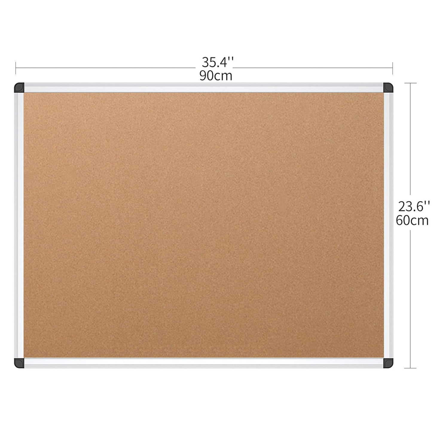 VIZ-PRO Cork Notice Board, 36 X 24 Inches, Pack of 2, Silver Aluminium Frame