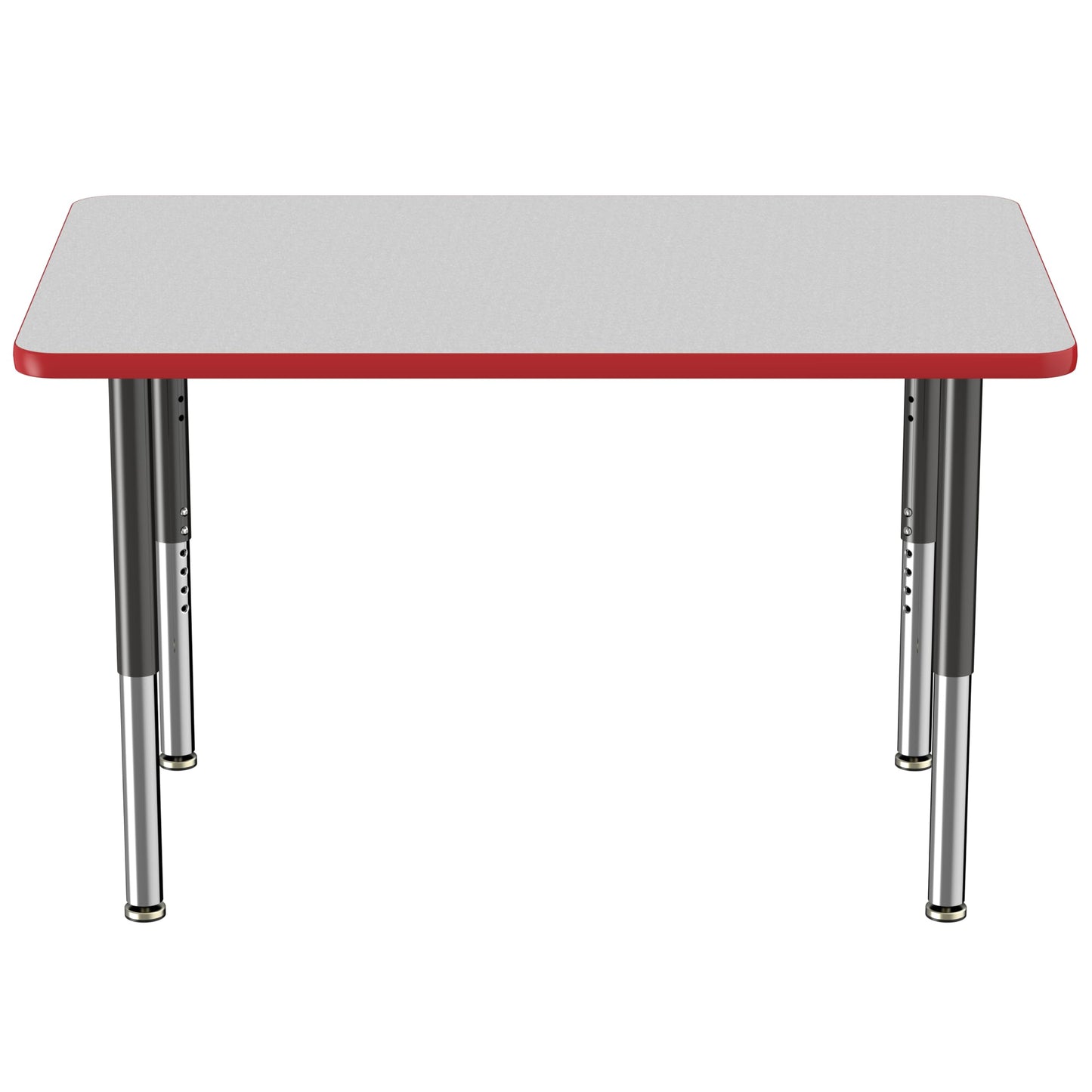 FDP Mobile Rectangle Activity School and Office Table (30 x 48 inch), Super Legs with Glides and Casters, Adjustable Height 19-30 inches - Gray Top and Red Edge