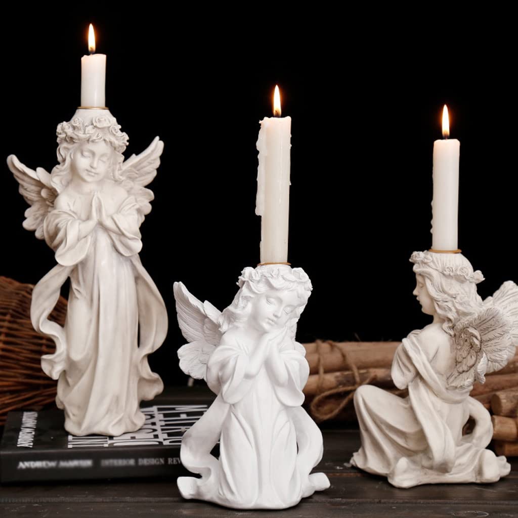 Candlestick Holders Retro Angel Candle Holder Romantic Candlelight Dinner Candle Holder Ornament Wedding Scene Arrangement Props Gift Decorations Candle Holders (Size : B)