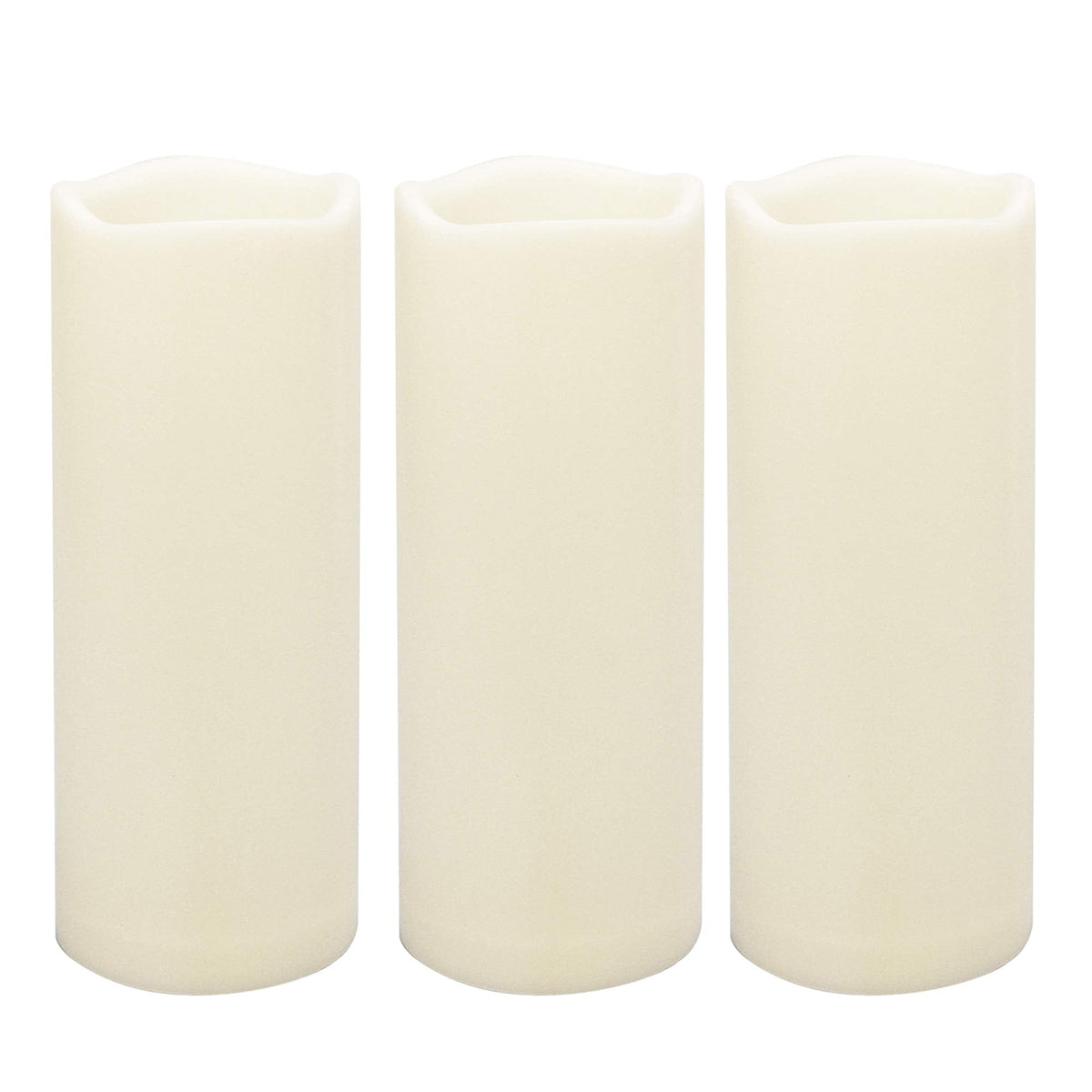 Large Outdoor Waterproof White Flameless Candles with Timer Big Battery Operated Plastic LED Pillar Candles for Garden Patio Home Wedding Party Decorations Flickering Electric Lights 3”x8” 3 Pack