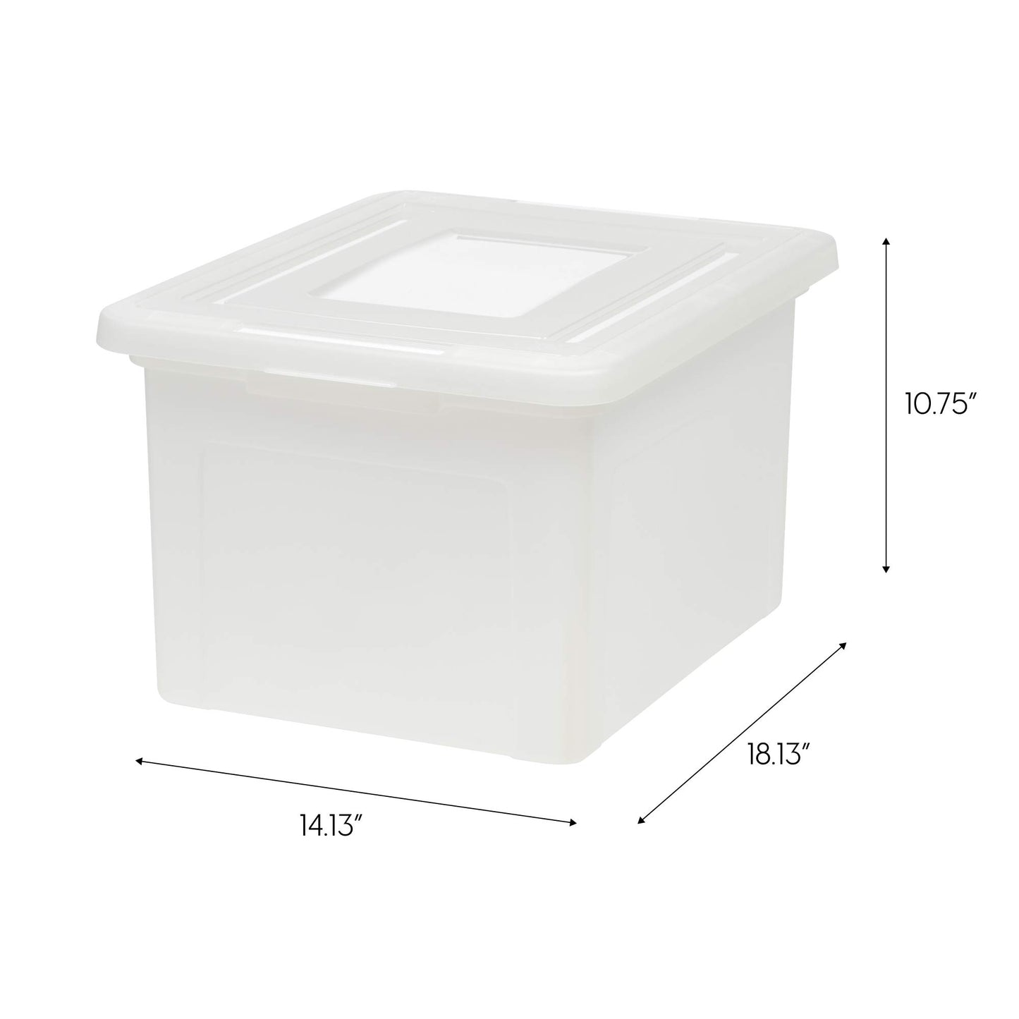 IRIS USA 35 Qt File Box with Lid, File Storage Box for Letter Size Documents, Portable Plastic File Box, Stackable Nestable Organizer, 4 Pack, Pearl