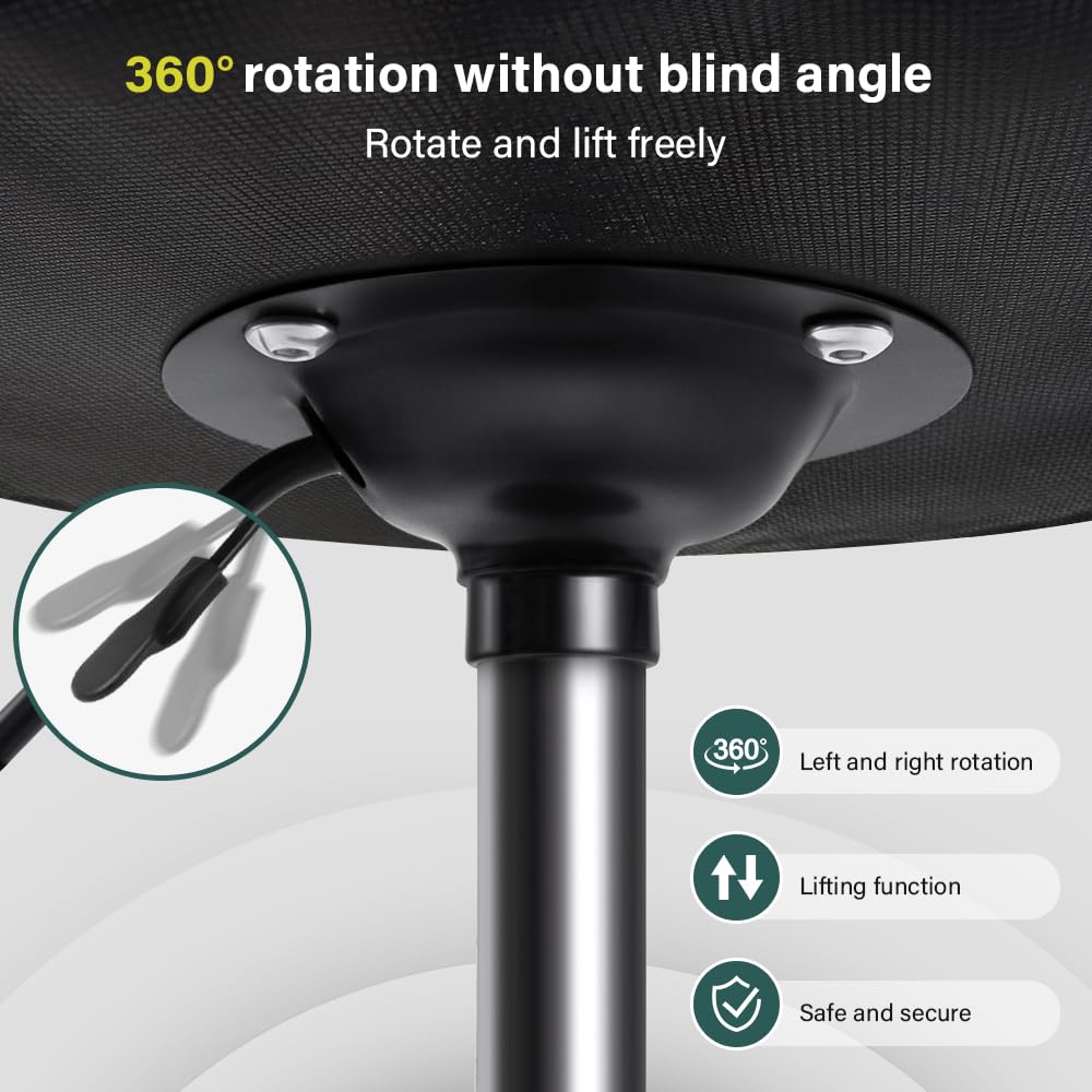 BFTOU PU Leather Swivel Stool with Wheel for Salon Work Home SPA Shop Height-Adjustable and Cost-Effective Rolling Stool Chair Small (White)