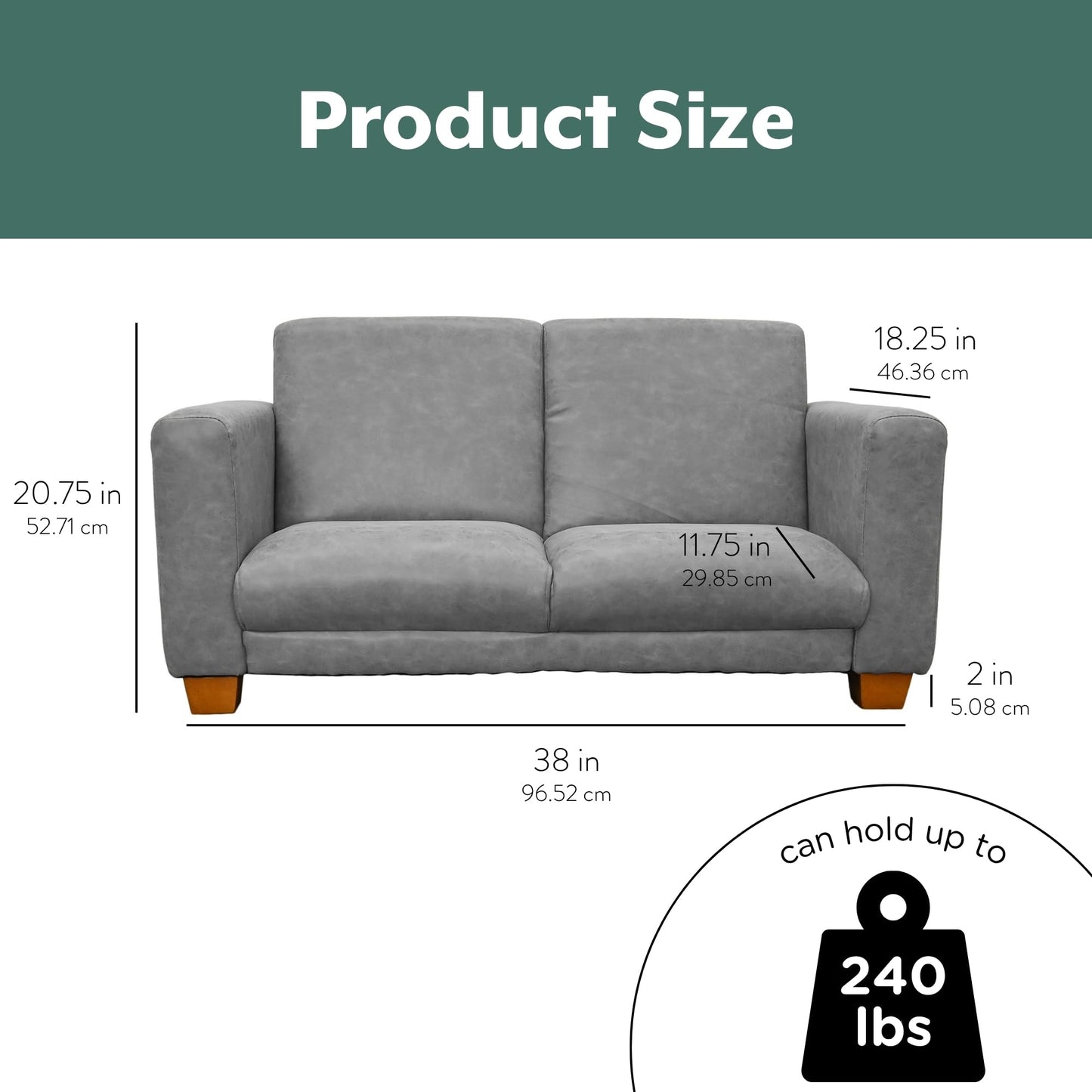 Children's Factory As We Grow Modern Kids Sofa, Flexible Seating for Classroom Elementary, Adjustible Kids Couch for Playrooms and Daycares, Faux Distressed Leather Gray