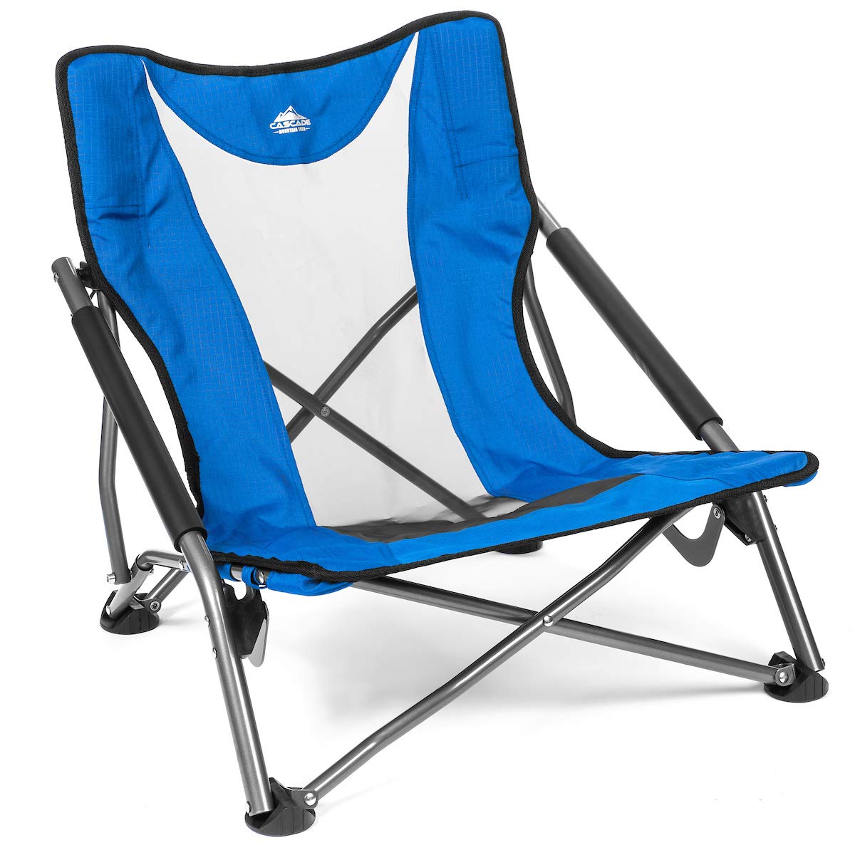 Cascade Mountain Tech Low Profile Camping Chair - Folding Chair for Camping, Beach, Picnic, Barbeques, Sporting Event with Carry Bag, Royal Blue