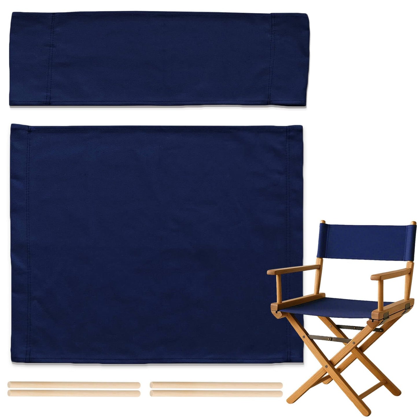 STAY GENT Director's Chair Canvas Replacement Kit 21"L x 8"W - 21"L x 16.5"W Replacement Canvas Durable Cotton Canvas Seat & Back Covers for Home,Model Artist,Makeup,Show Dressing Room 1 Set Navy Blue