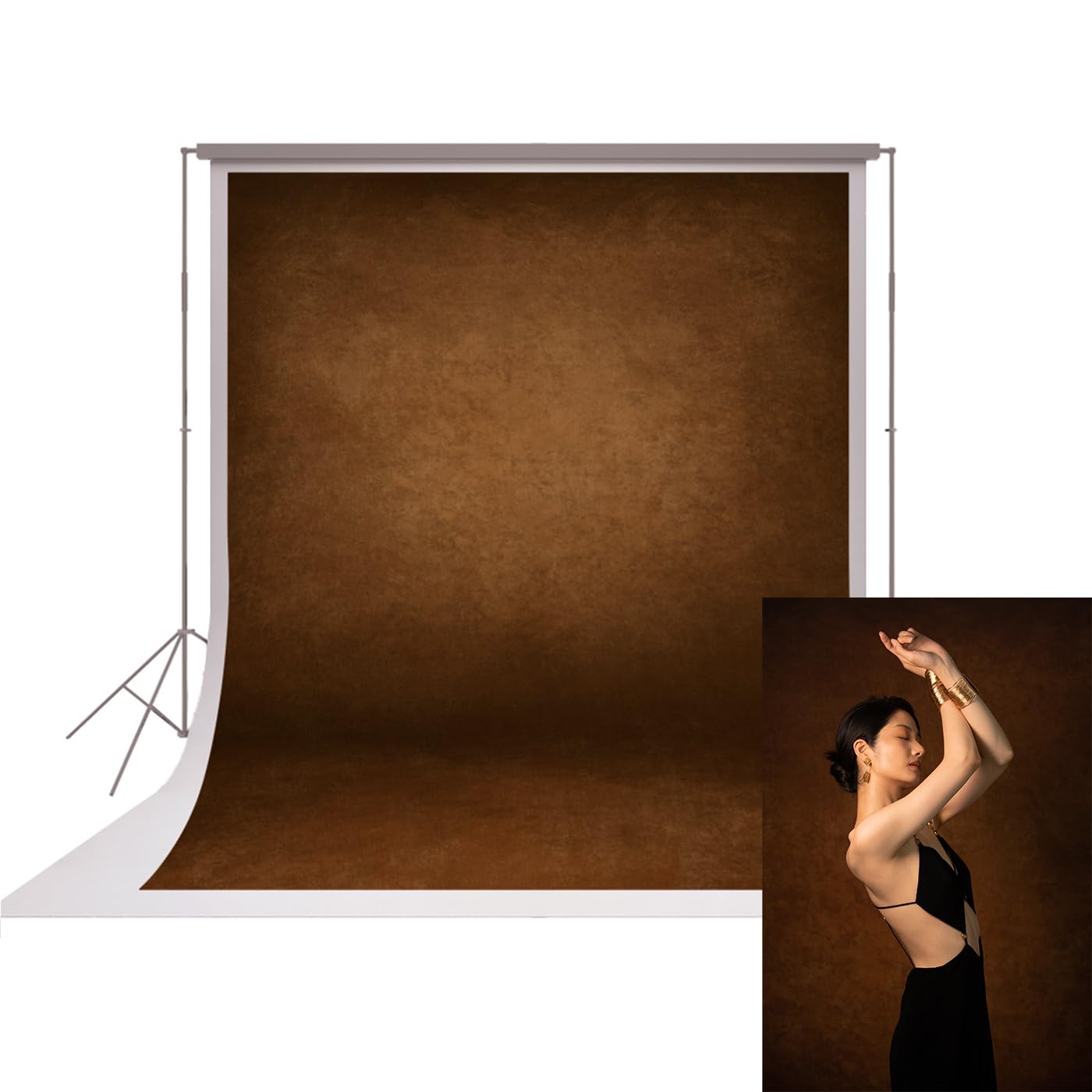 UrcTepics 8x10ft Brown Vintage Backdrop. Portraits and Headshots Cloth Backdrop with Abstract Textured Pattern.