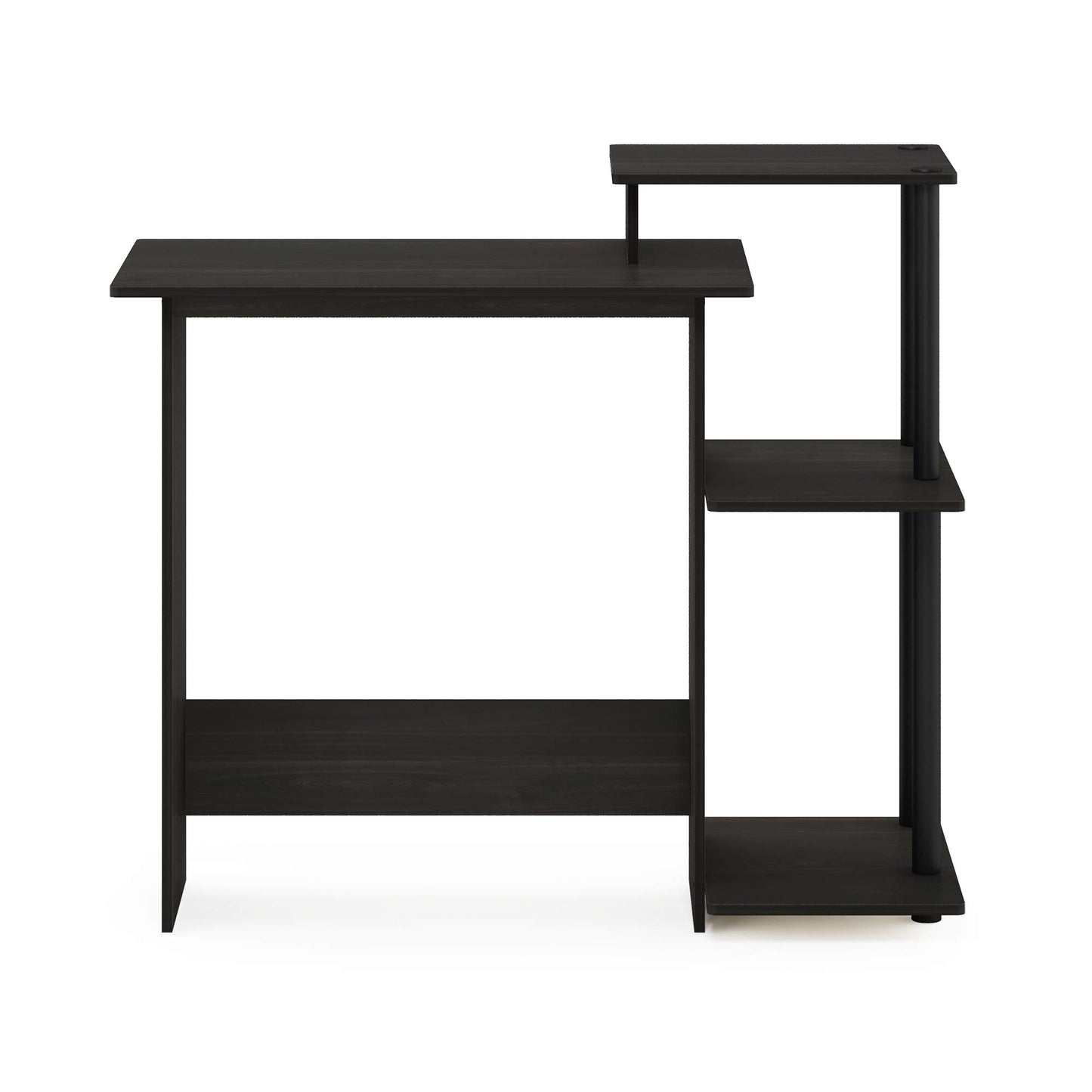 Furinno EFFICIENT Desk, 28.6" Wide Gaming Desk with 3 Open Side Shelves, Laptop Notebook Computer Desk, Office Desk for Home Office, Study Room, Dorm, Bedroom, Dark Espresso