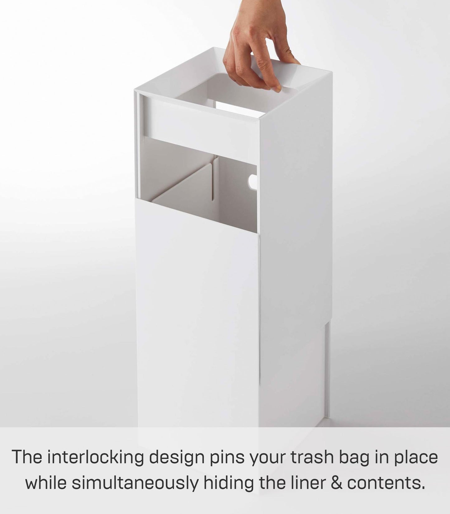 YAMAZAKI Home Tower Trash Can - Modern Garbage Waste Basket with Handle for Kitchen Bedroom Bathroom Office - Short - Abs Plastic - 2.4 Gallons, 9 Liters