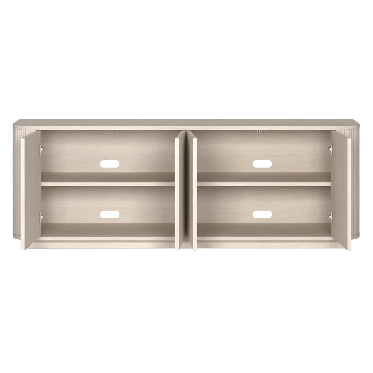 Henn&Hart Fluted TV Stand for TVs up to 75" with 2 Storage Cabinets with an Adjustable Shelf for Living Room, Family Room, or Office, Beech White