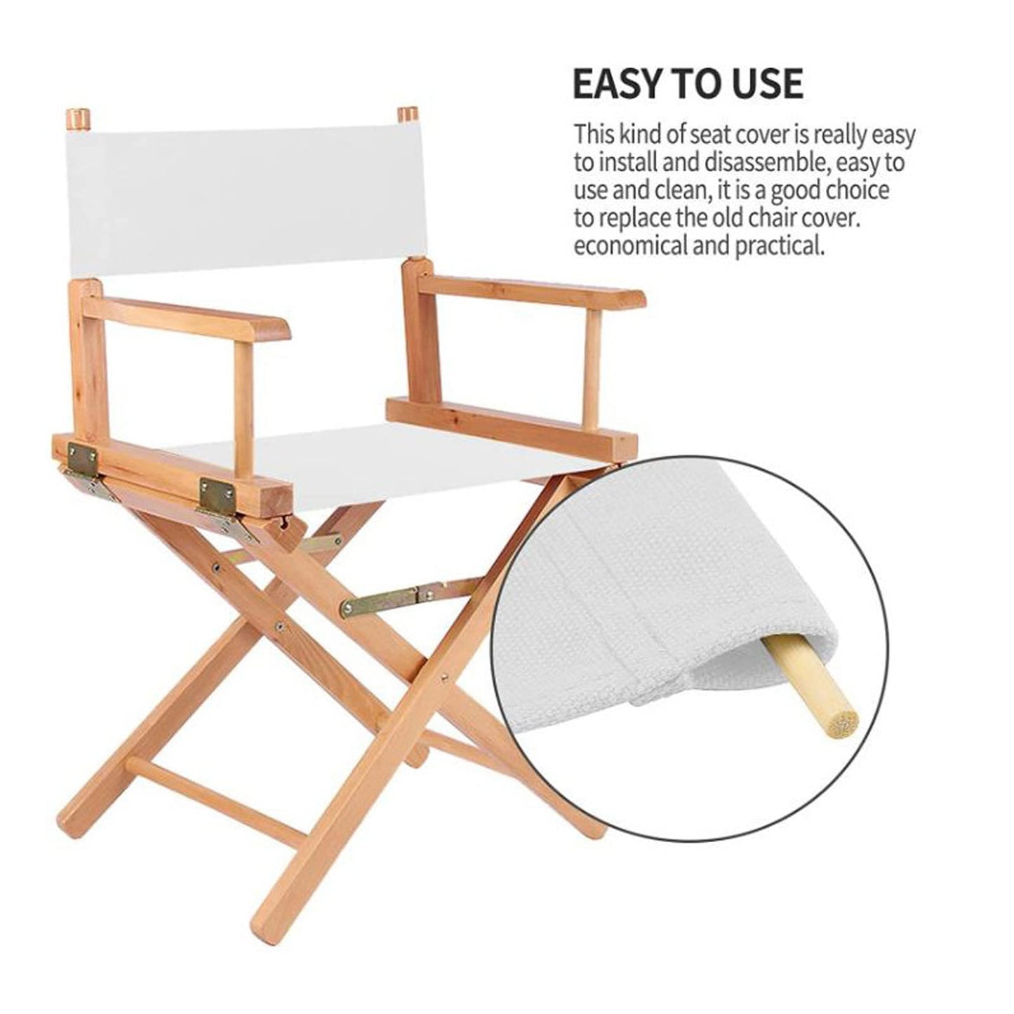 Wonafa 2 Set Director Chair Canvas Replacement with Wood Stick,21.2" L x 16.1" W/21.2X 7.8 Portable Replacement Cover Canvas for Directors Chair，Casual Director Chair Replacement Canvas (White)