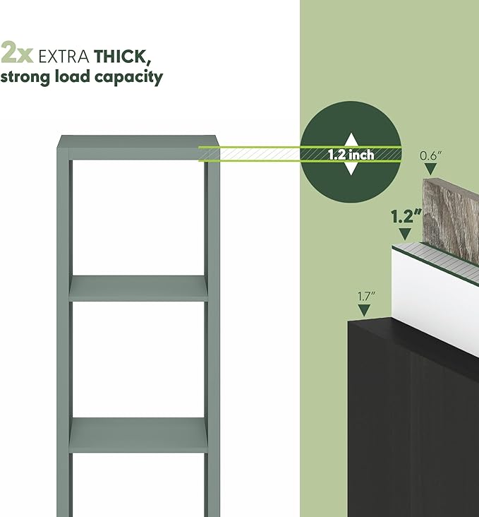 Furinno Cubicle Book Shelf, 3-Cube Bookshelf, Extra Thick Frame Horizontally &