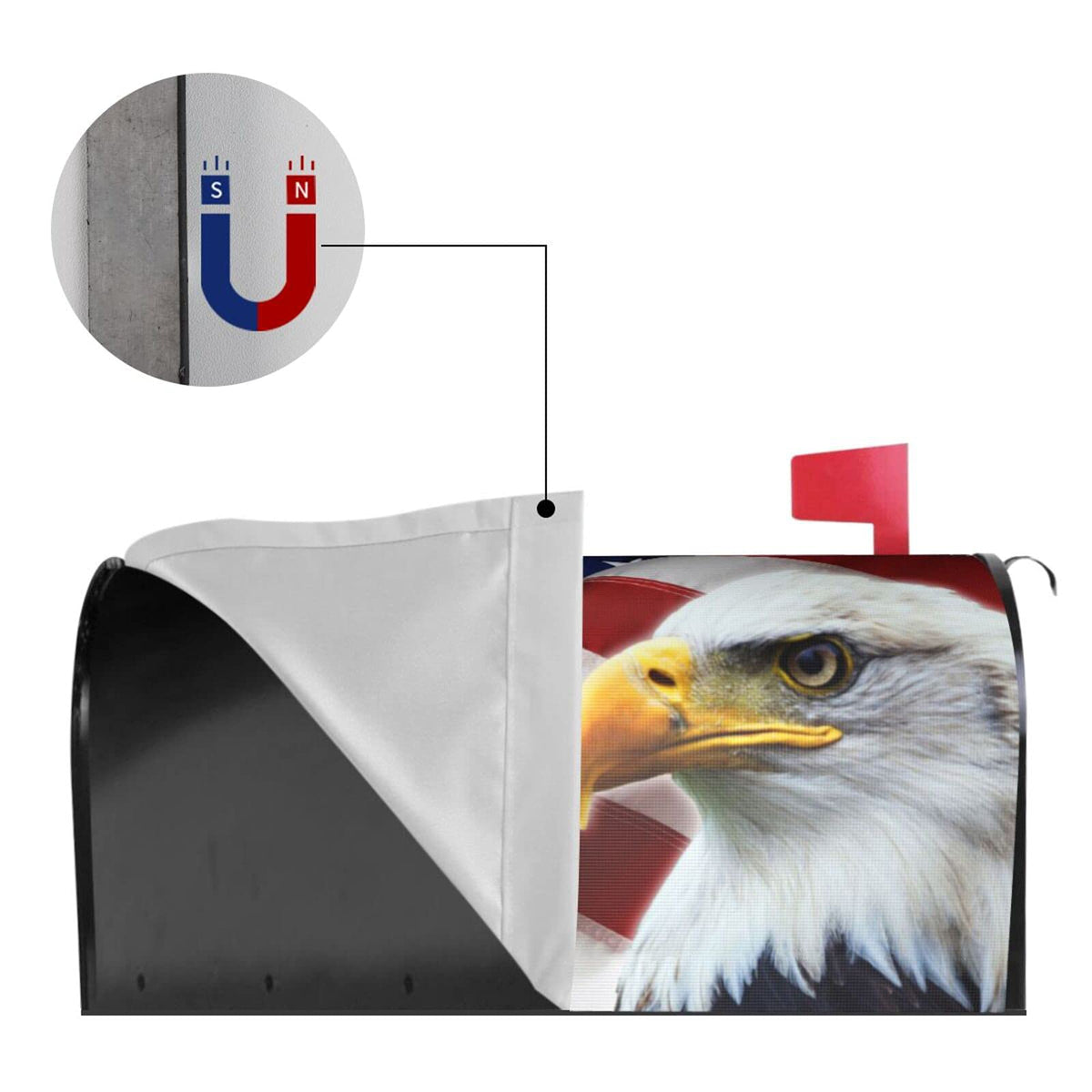 Sweetshow Patriotic American Flag Mailbox Cover Magnetic 21x18 Inch with USA Flag Eagle Decor for Garden Yard Home Decoration