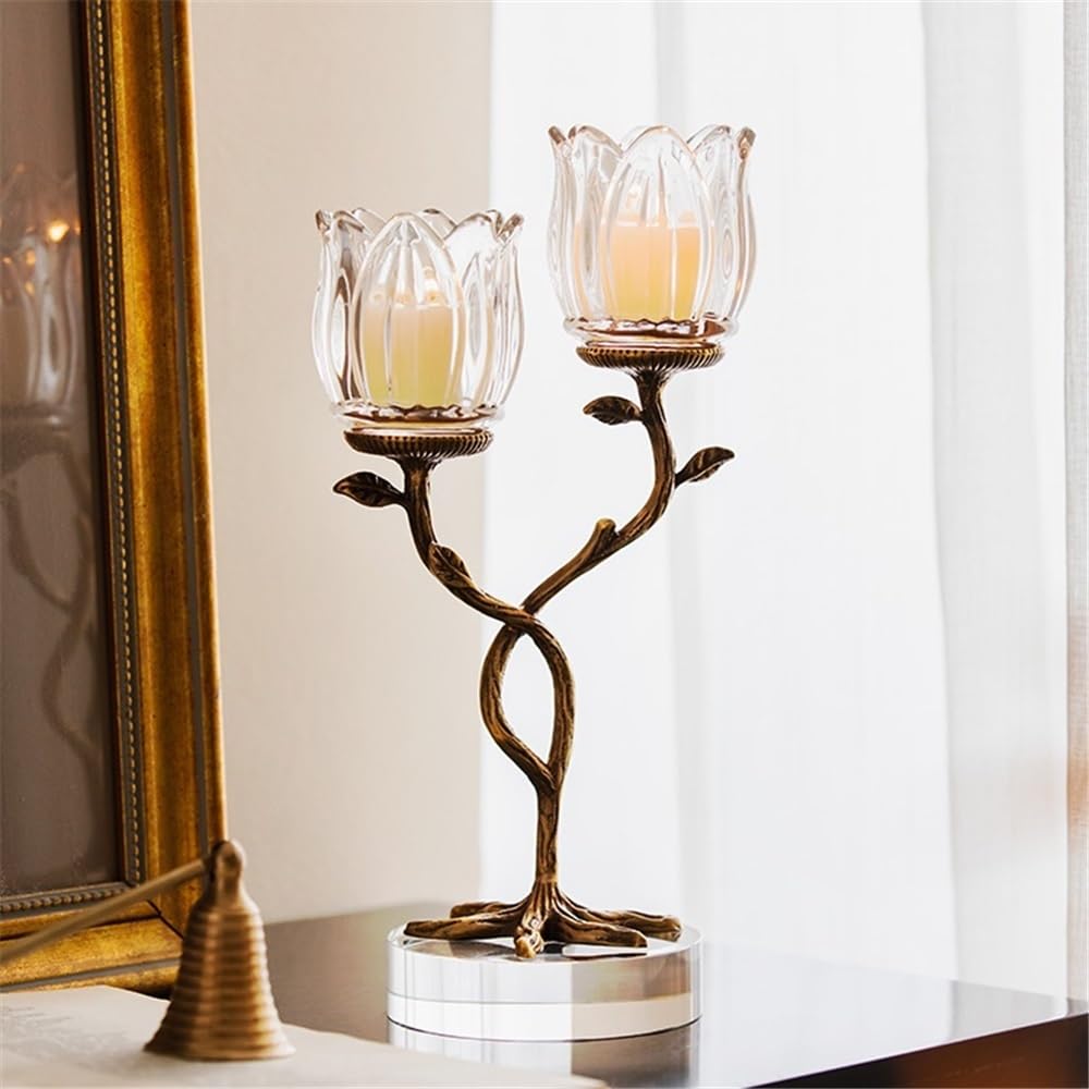 Candlestick Holders Creative Home Brass Crystal Glass Candle Holder Foyer Decoration Aromatherapy Candle Stand Candle Holders