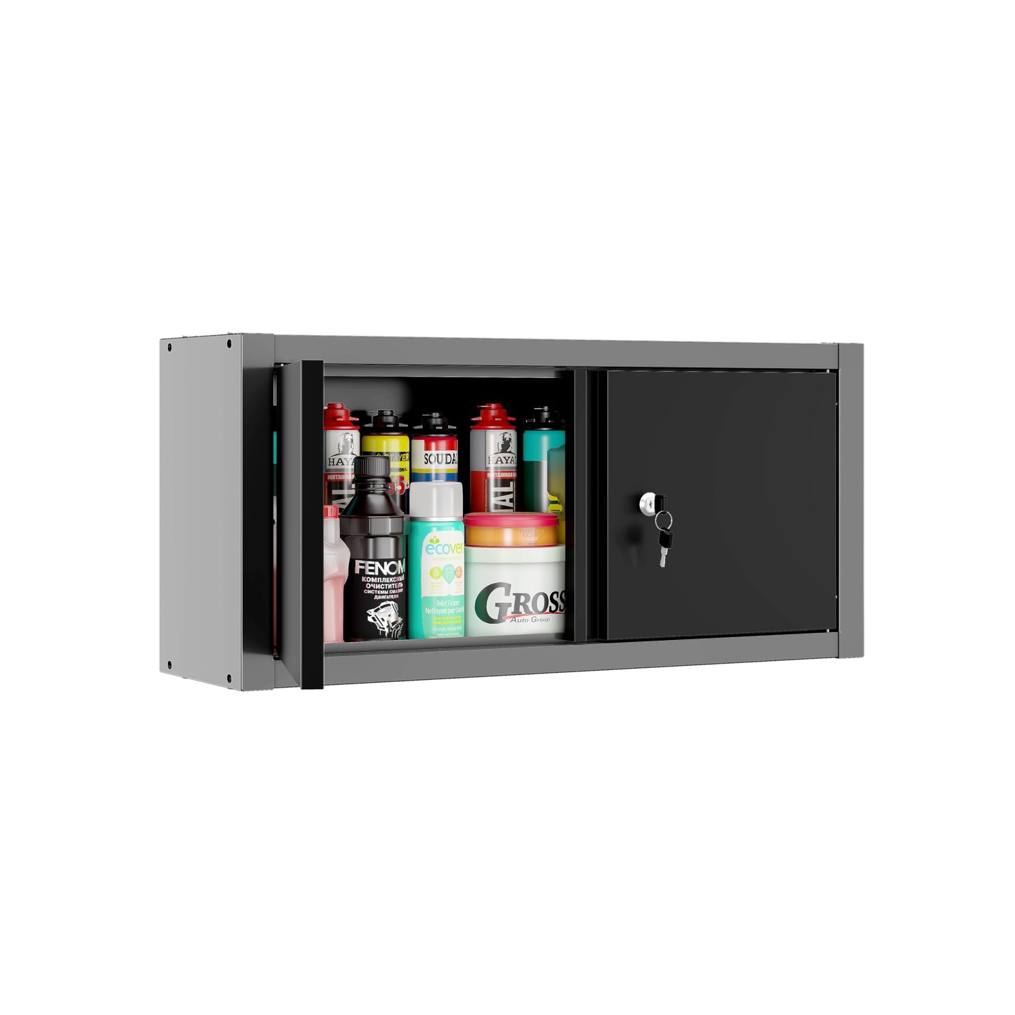 JZD Metal Wall Cabinet with Two Lockable Doors, Steel Wall Chest for Kitchen Warehouse Home Office Garage