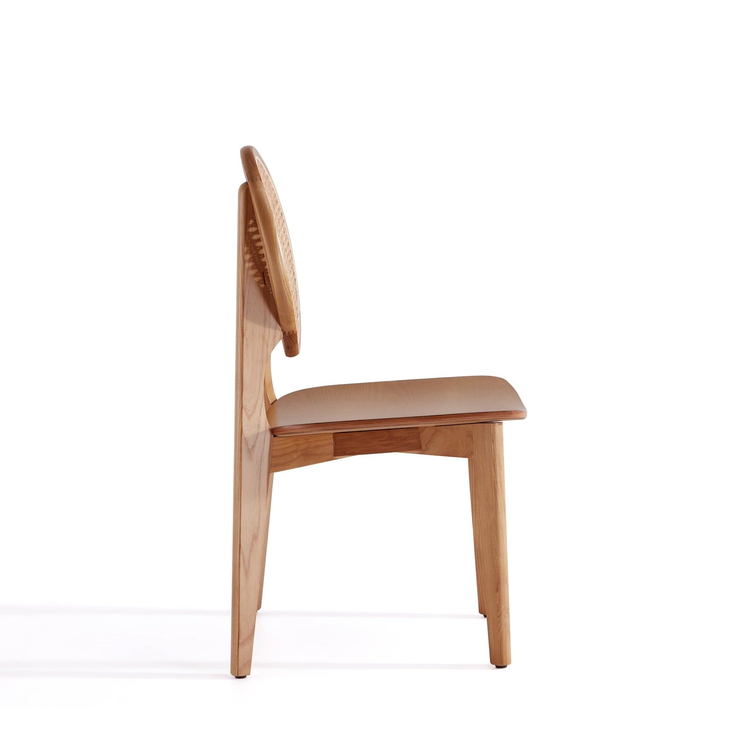 Manhattan Comfort Versailles Rattan Dining Chair, Wicker Round Backrest with Solid Ash Wood Frame, Mid Century Modern Fully Assembled Chairs, Set of 4, Natural