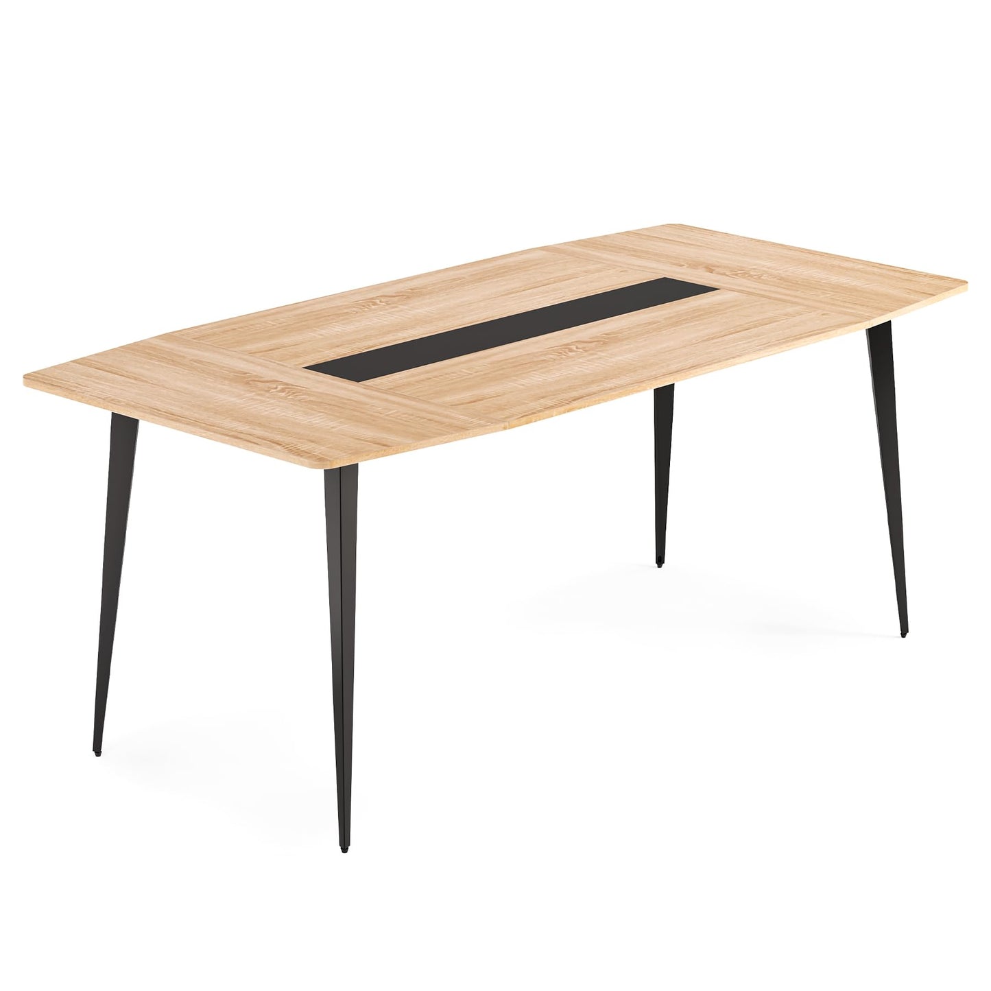 LITTLE TREE 6 FT Conference Room Table, 70.86L x 35.43W x 29.52H Inches Boat Shaped Meeting Seminar Boardroom Table
