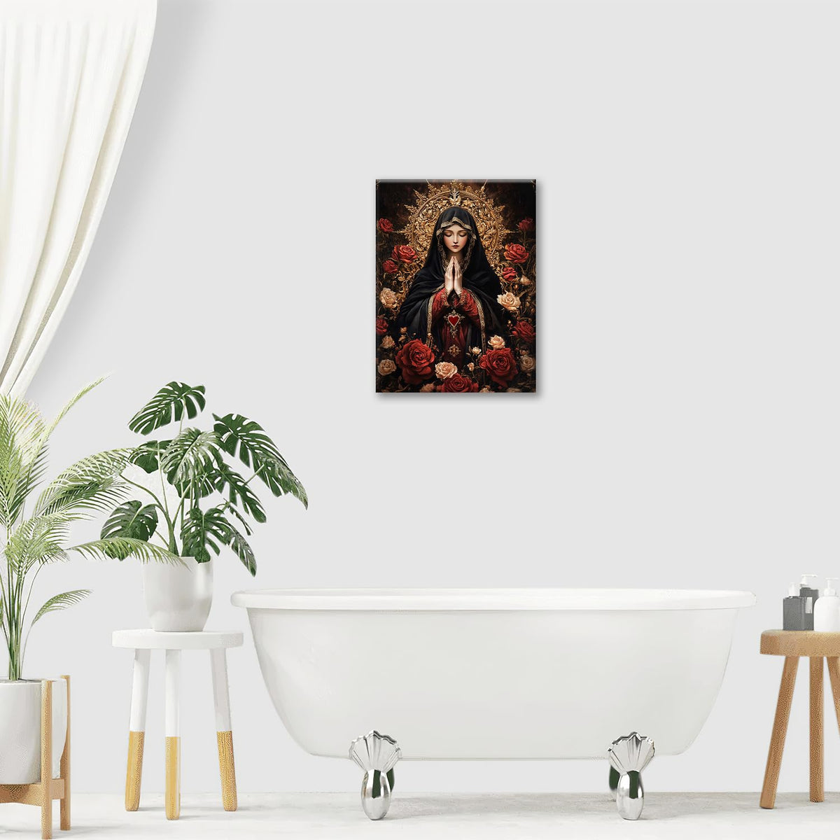 Virgin Mary Wall Art, Virgen De Guadalupe Pictures Wall Decor Our Lady Canvas Prints Framed Artwork Paintings Poster Home Office Decorations For Bedroom Living Room Kitchen Dinning Room 12l X 16w