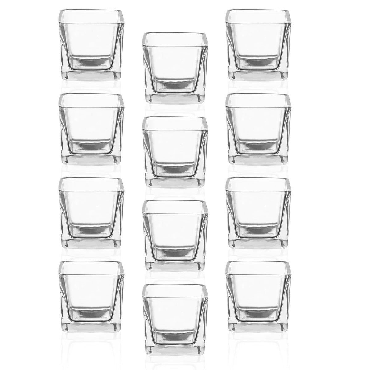 Royal Imports Candle Holder Square Cube Votive Tealight Glass for Wedding, Birthday, Holiday & Home Decoration, Set of 12