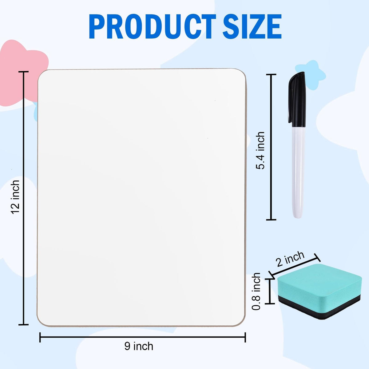COYMOS 12 Pack Small Dry Erase Boards Classroom Pack 12 x 9 Inch Double Sided Mini White Boards Portable Dry Erase LapBoards for Teacher Supplies with 12 Erasers and 12 Markers