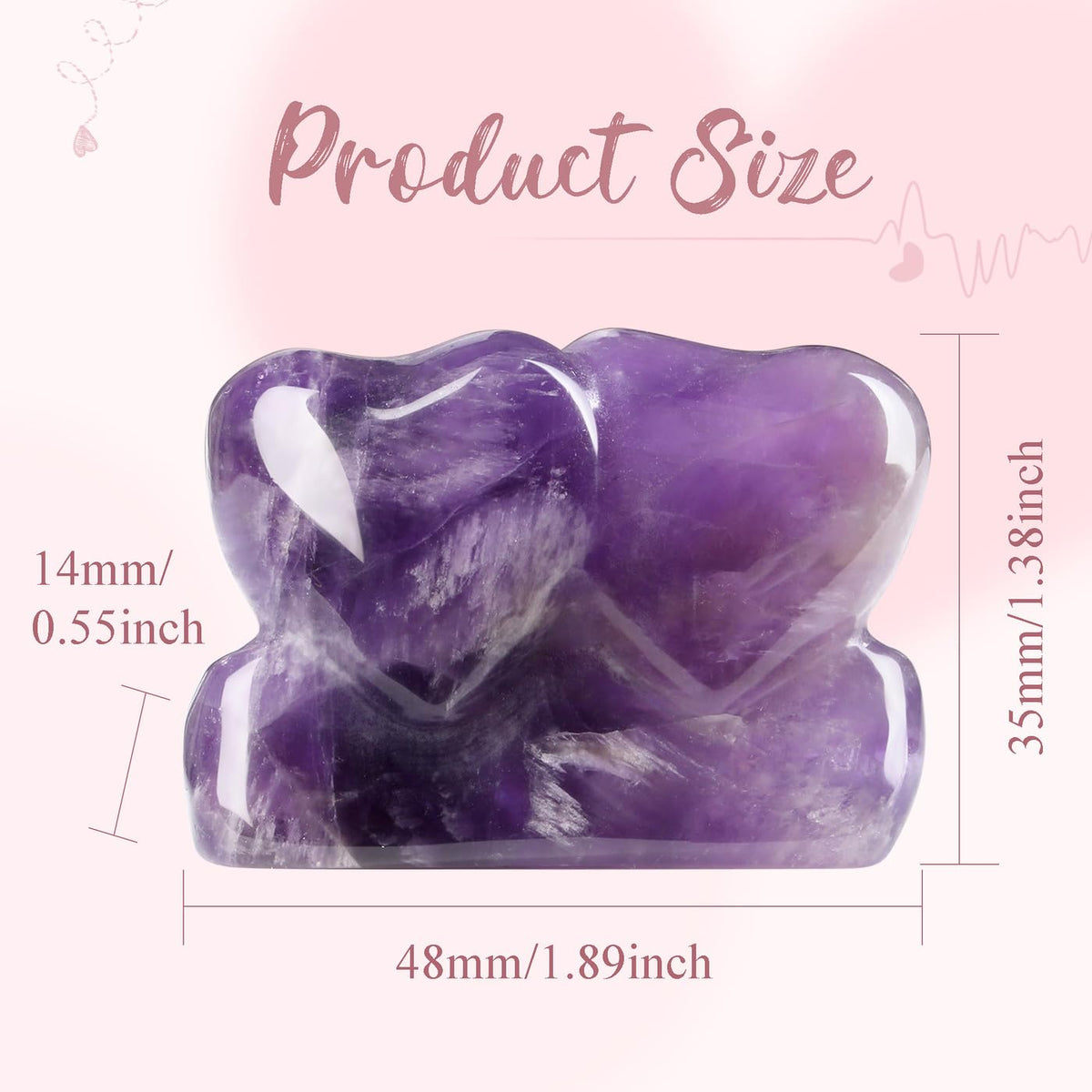 ZHIYUXI 1.8" Amethyst Crystal Double Heart Figurine, Purple Romantic Love Symbol Decor for Couples, Anniversary Birthday Wedding Gifts for Wife Girlfriend, Bedroom Desk Shelf Decoration