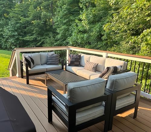 LayinSun Outdoor Aluminum Furniture Set, 5 Pieces Patio Sectional Conversation